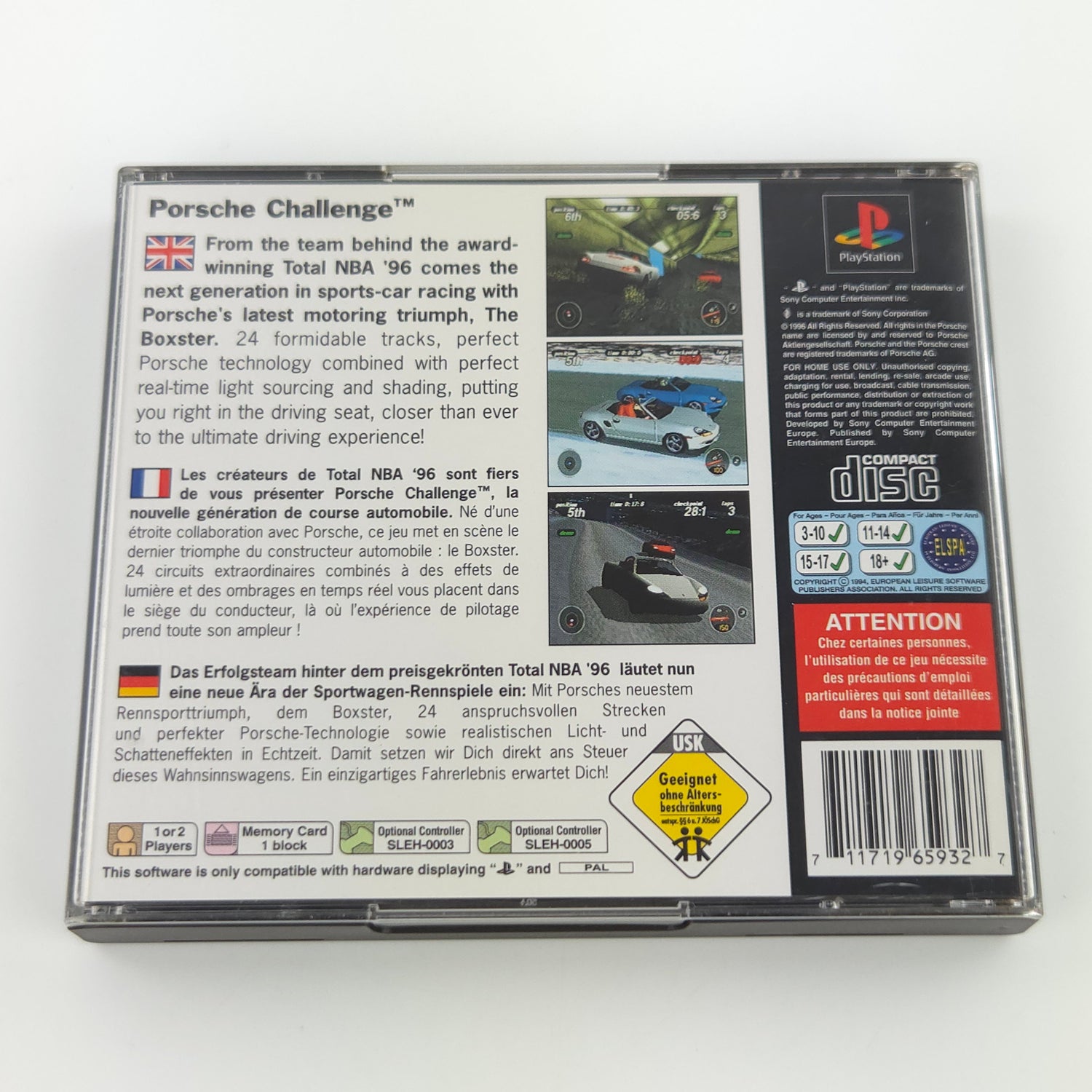 Sony Playstation 1 Spiel : Porsche Challenge - PS1 PSone PAL / CD Anleitung OVP