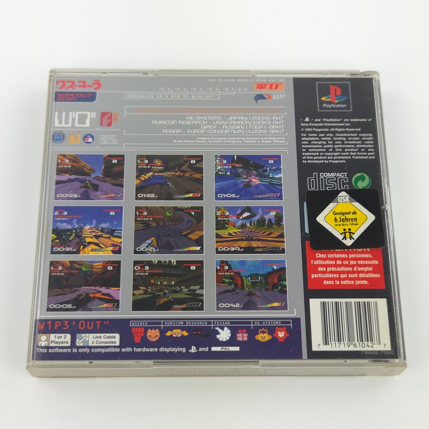 Sony Playstation 1 Spiel : Wipeout - PS1 PSone PAL Game / CD Anleitung OVP