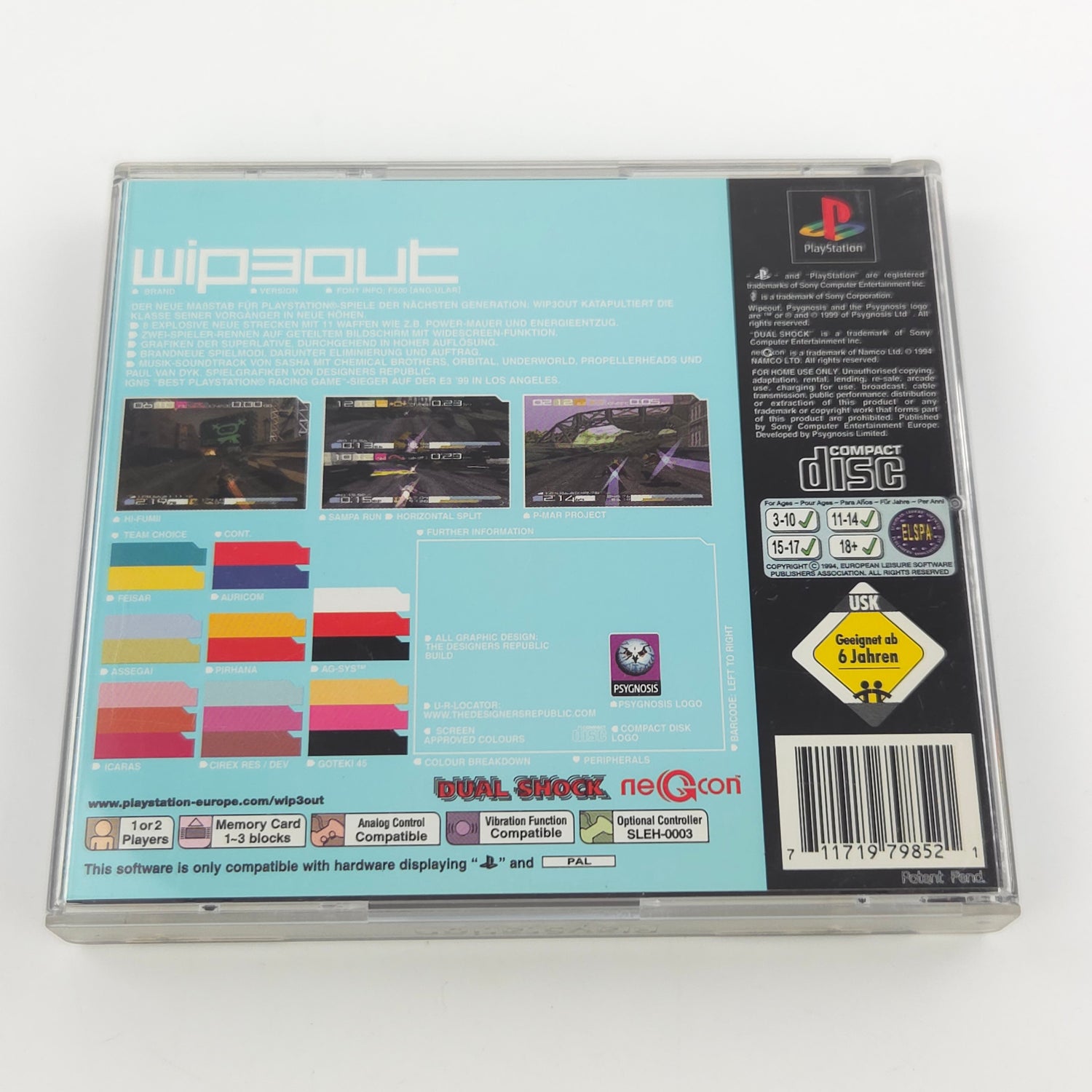Sony Playstation 1 Spiel : Wipeout - PS1 PSone PAL Game / CD Anleitung OVP