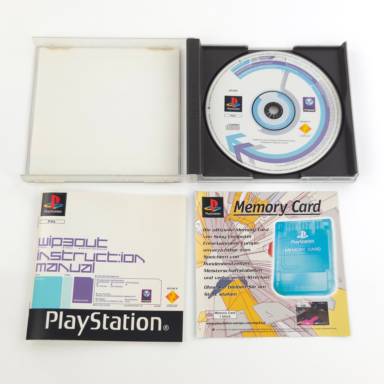 Sony Playstation 1 Spiel : Wipeout - PS1 PSone PAL Game / CD Anleitung OVP