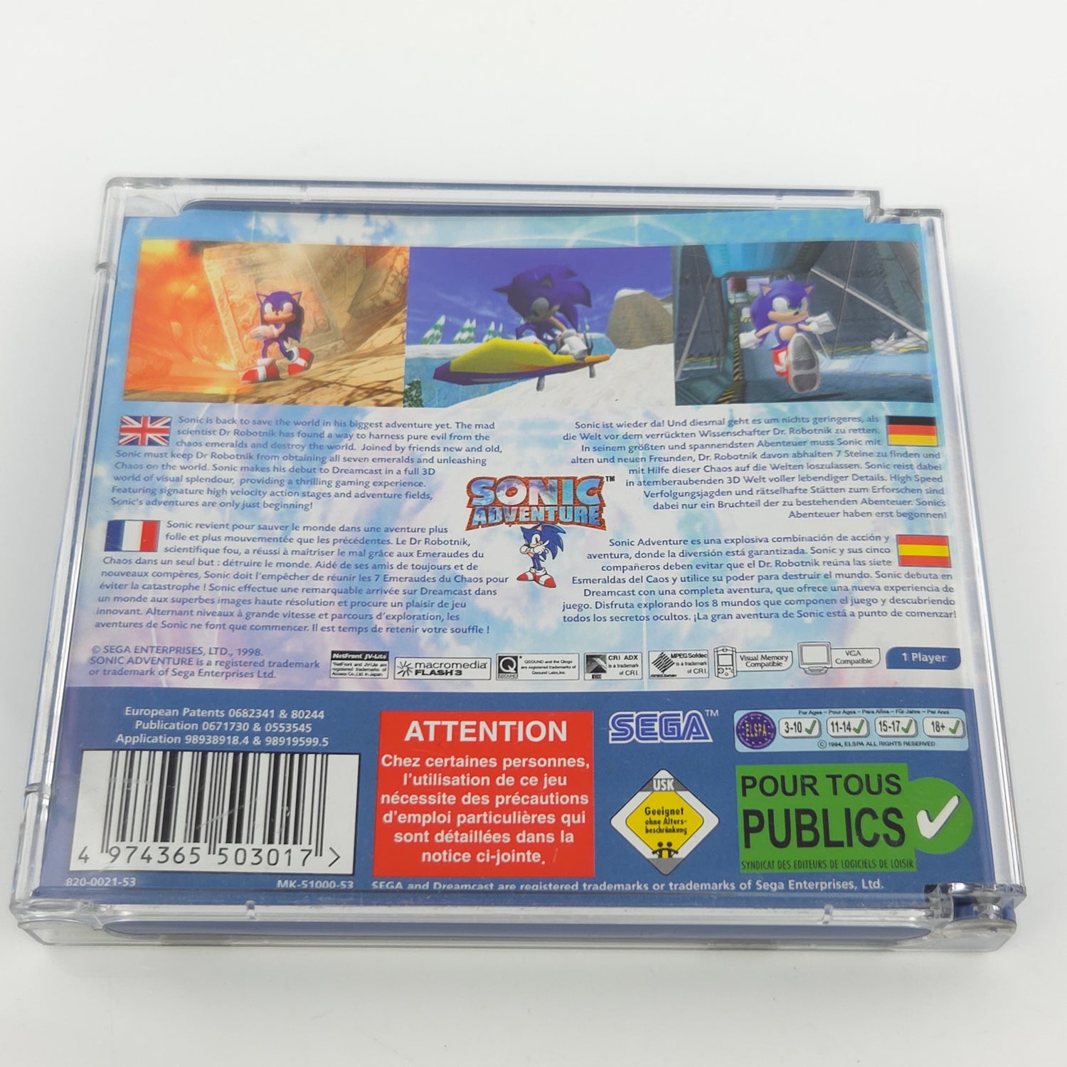 Sega Dreamcast Spiel : Sonic Adventure - CD Disk Anleitung OVP / PAL DC Game