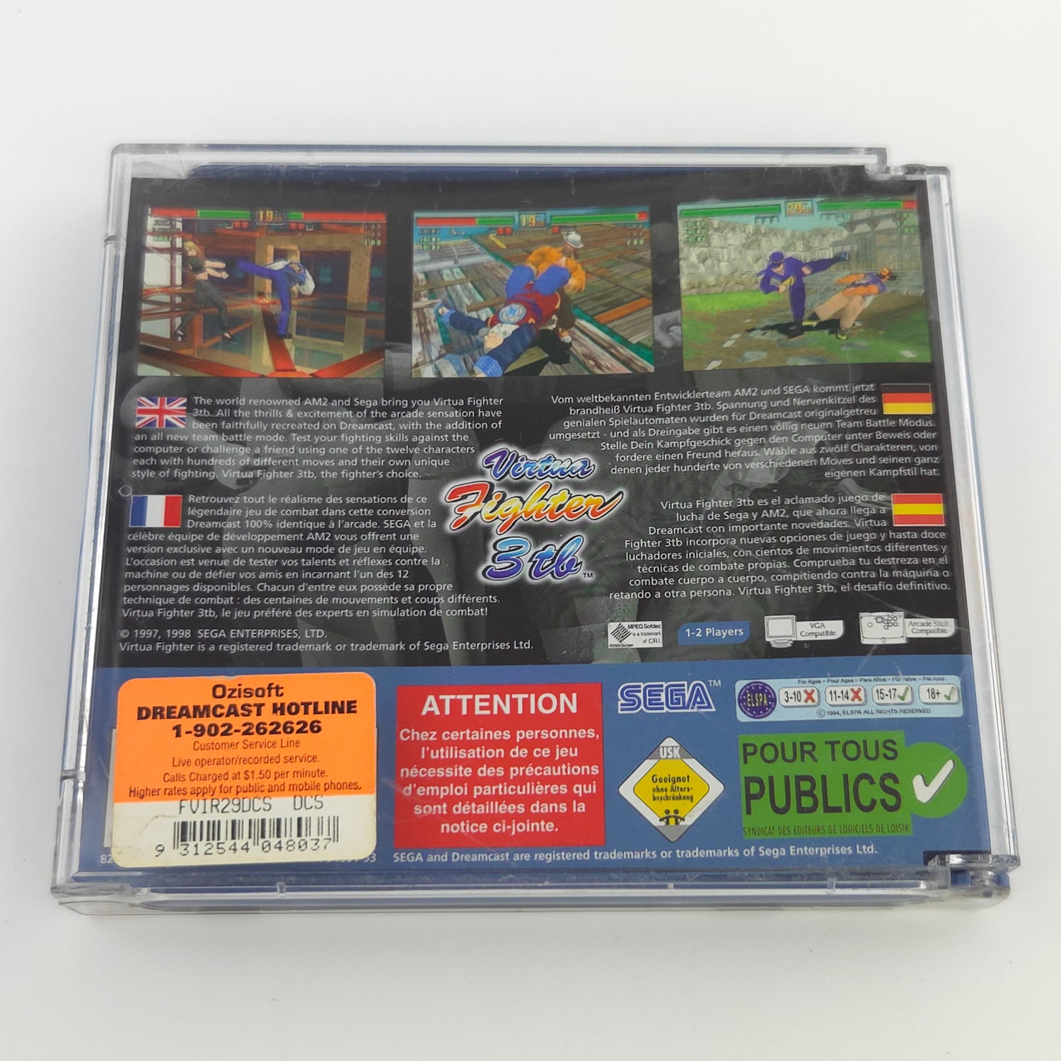 Sega Dreamcast Spiel : Virtua Fighter 3tb - CD Anleitung OVP / PAL DC