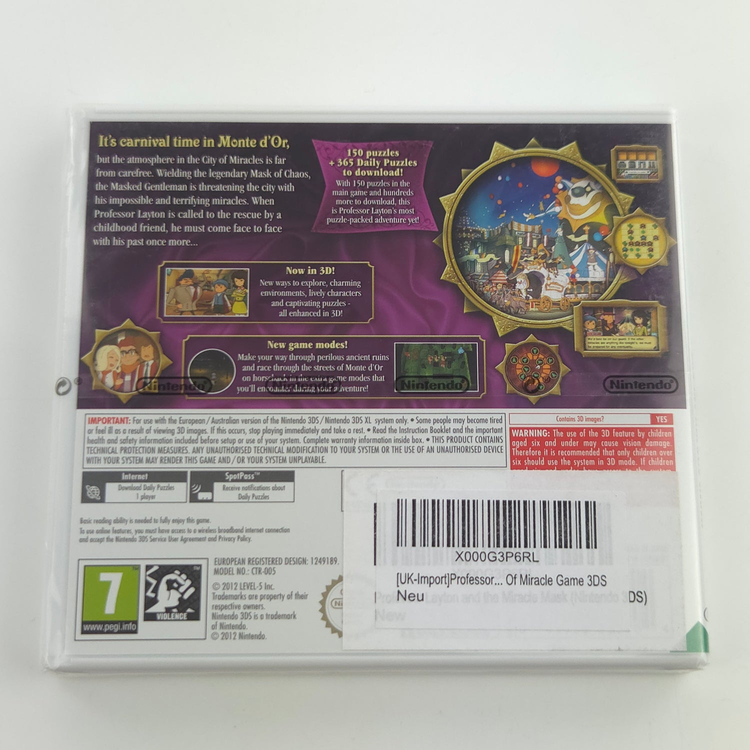 Nintendo 3DS Spiel : Professor Layton and the Miracle Mask - NEU NEW SEALED OVP