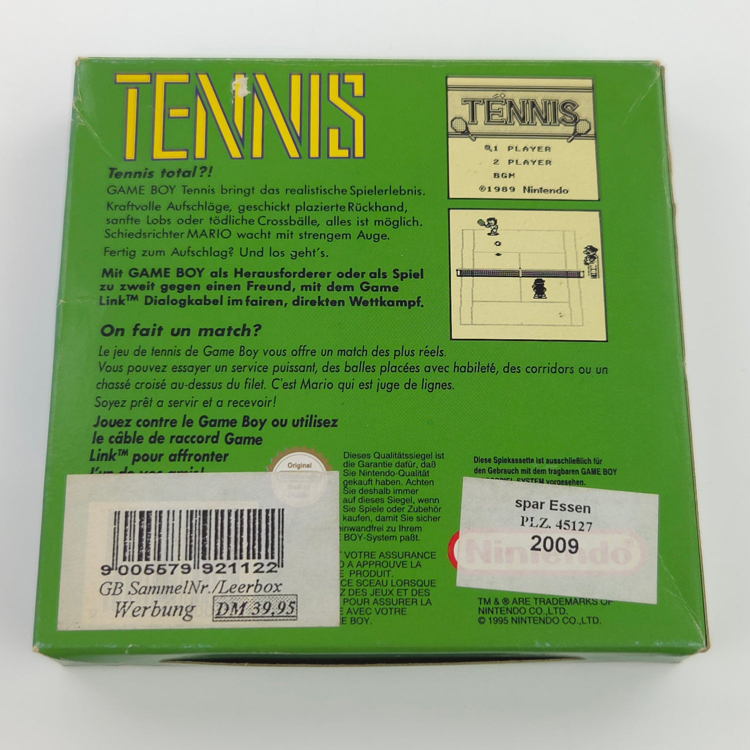 Nintendo Game Boy Classic Spiel : Tennis - Gameboy Modul Anleitung OVP PAL
