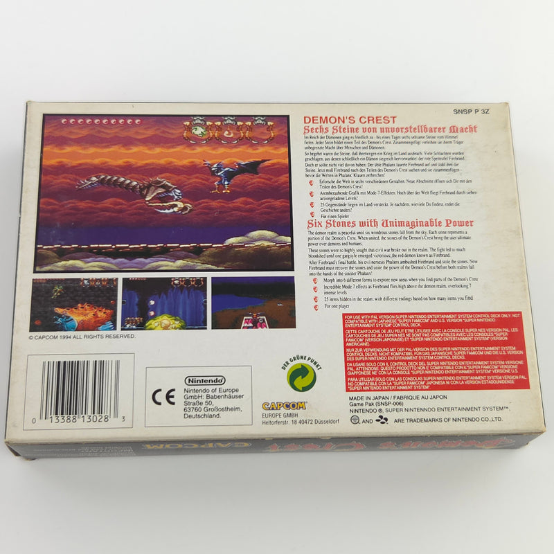 Super Nintendo Spiel : Demons Crest - SNES Modul Anleitung OVP PAL EUR