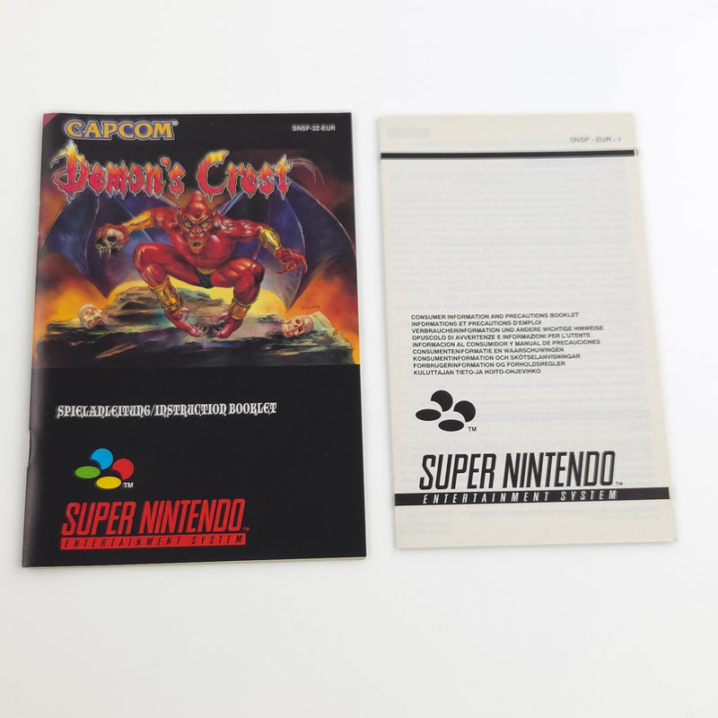 Super Nintendo Spiel : Demons Crest - SNES Modul Anleitung OVP PAL EUR