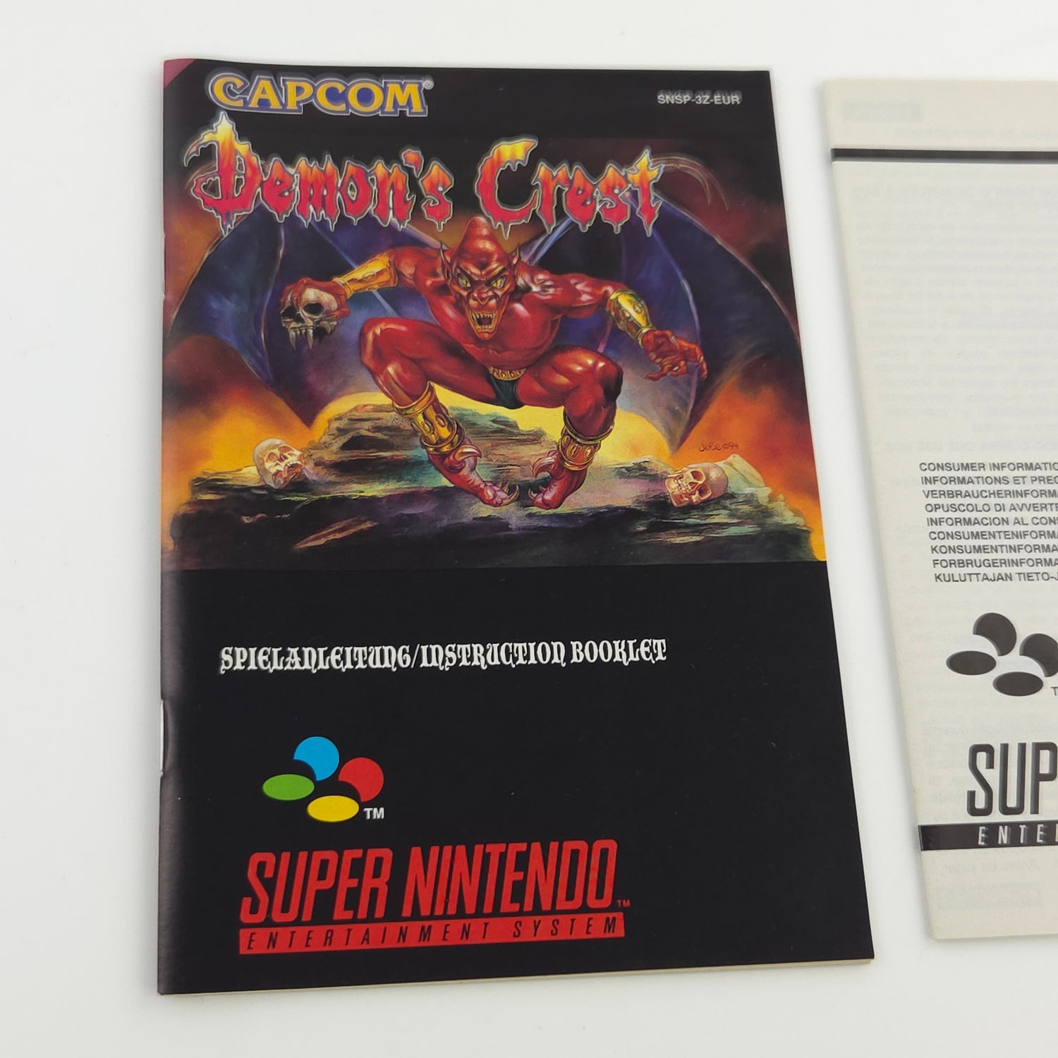 Super Nintendo Spiel : Demons Crest - SNES Modul Anleitung OVP PAL EUR