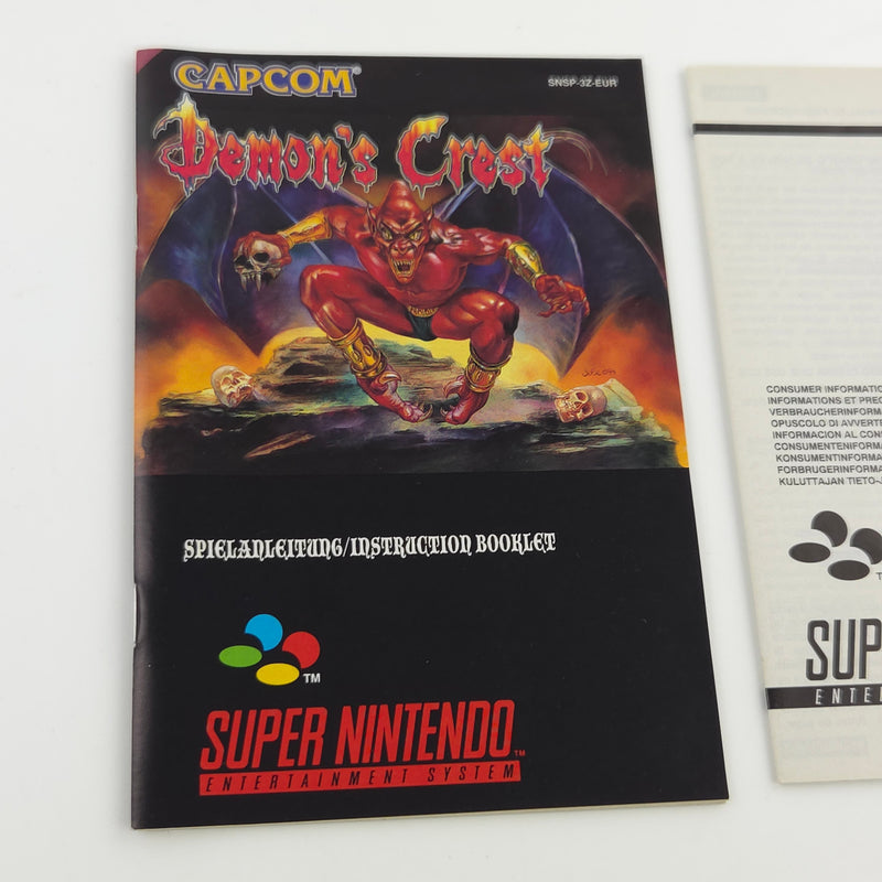 Super Nintendo Spiel : Demons Crest - SNES Modul Anleitung OVP PAL EUR