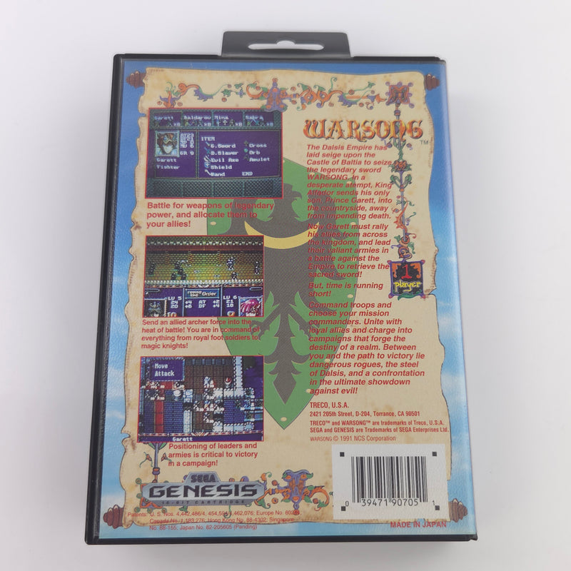 Sega Genesis Spiel : Warsong - MD NTSC-U/C USA Version OVP Cartridge Manual