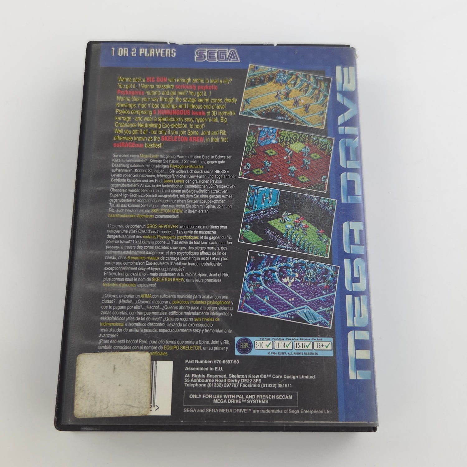 Sega Mega Drive Spiel : Skelleton Krew - MD PAL Modul Anleitung OVP
