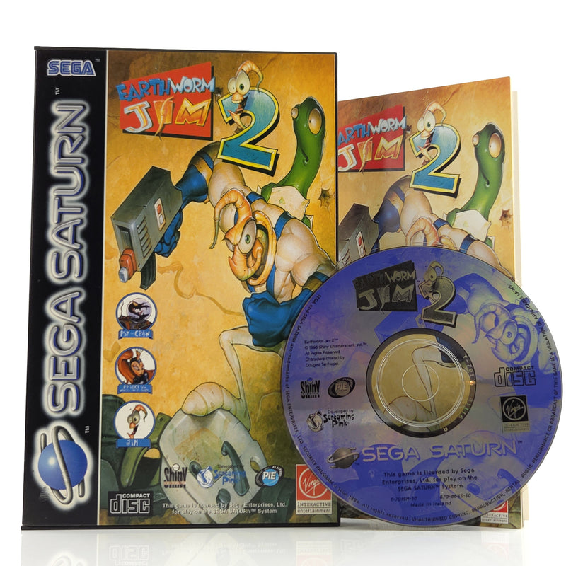 Sega Saturn Spiel : Earth Worm Jim 2 - PAL CD Disk  Anleitung OVP