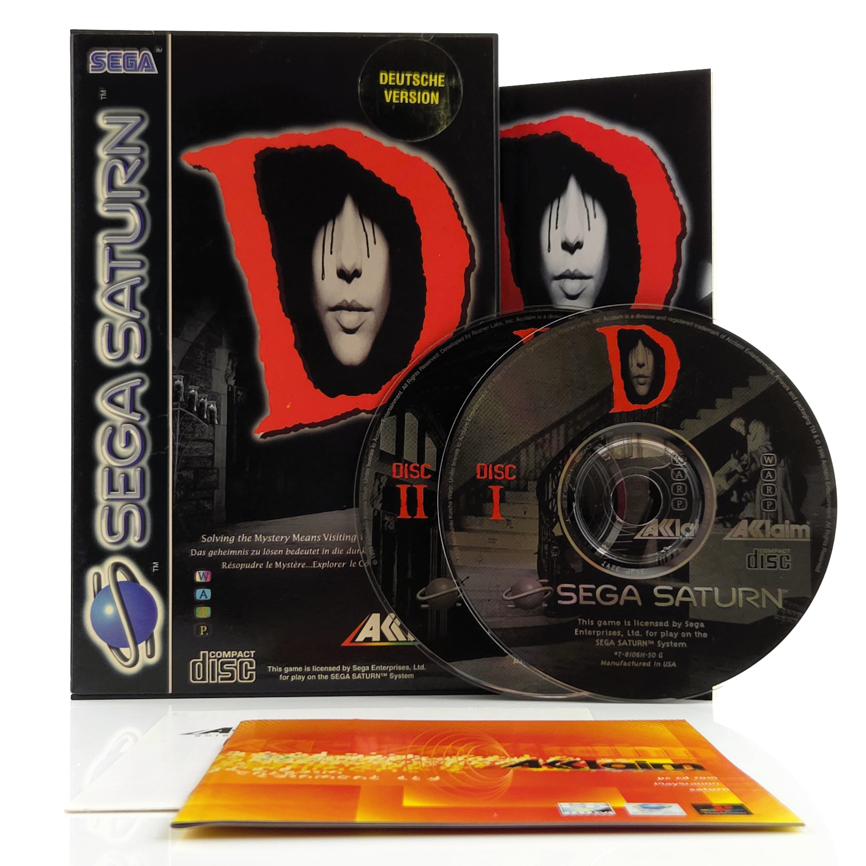 Sega Saturn Spiel : D von Acclaim Horror - PAL CD Disk  Anleitung OVP