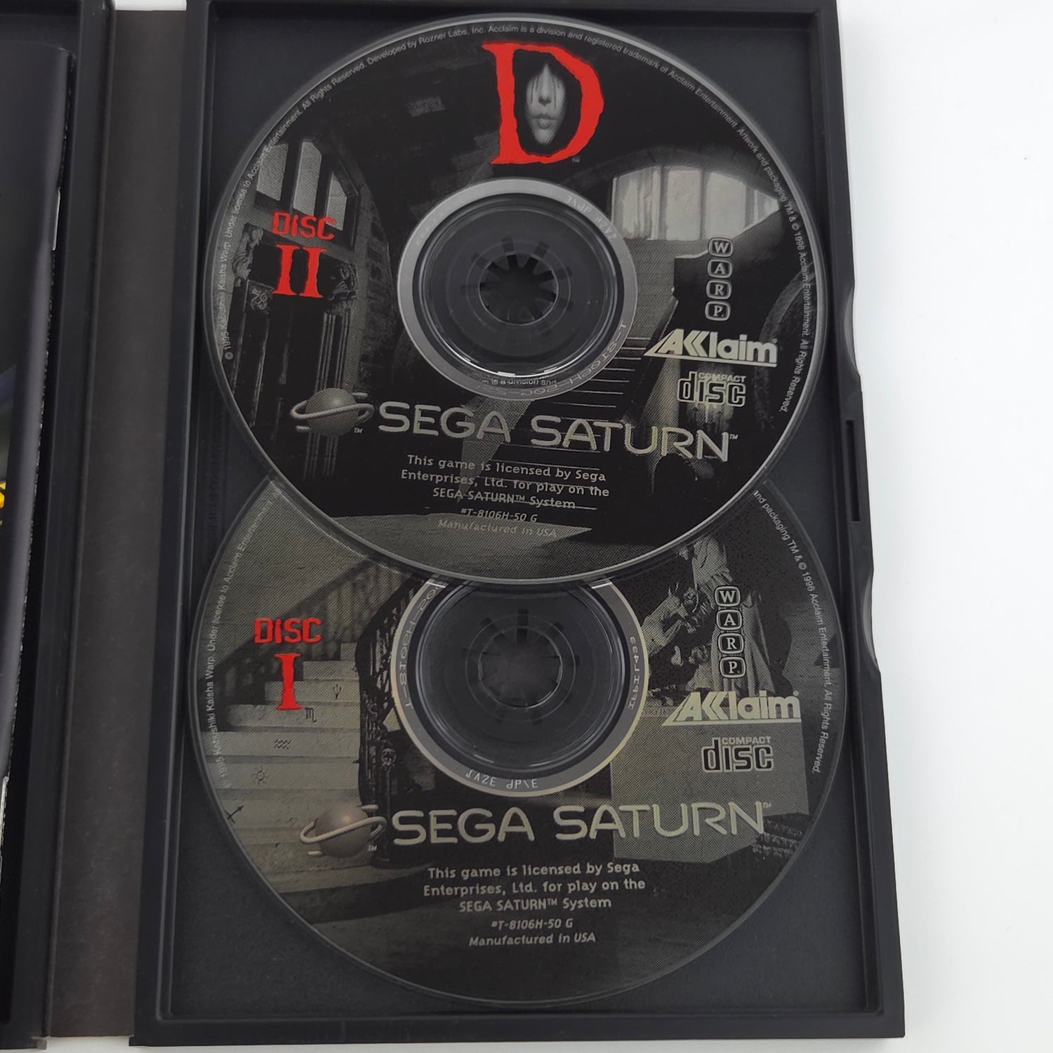 Sega Saturn Spiel : D von Acclaim Horror - PAL CD Disk  Anleitung OVP