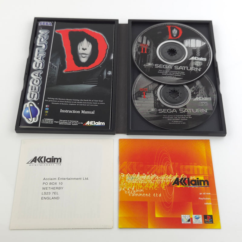 Sega Saturn Spiel : D von Acclaim Horror - PAL CD Disk  Anleitung OVP