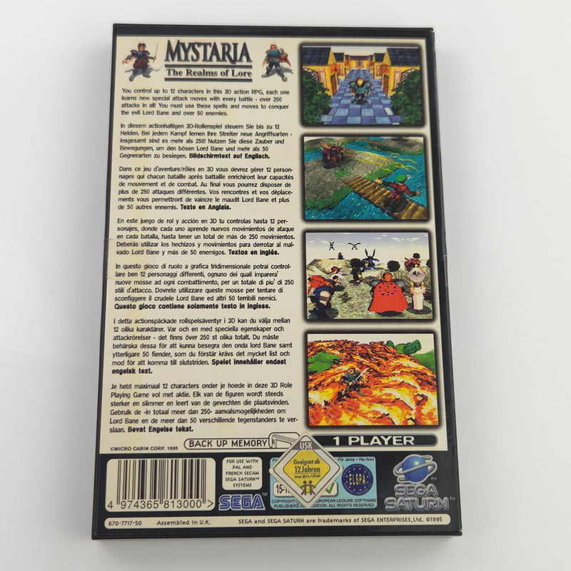 Sega Saturn Spiel : Mystaria The Realms of Lore - CD Disk Anleitung OVP
