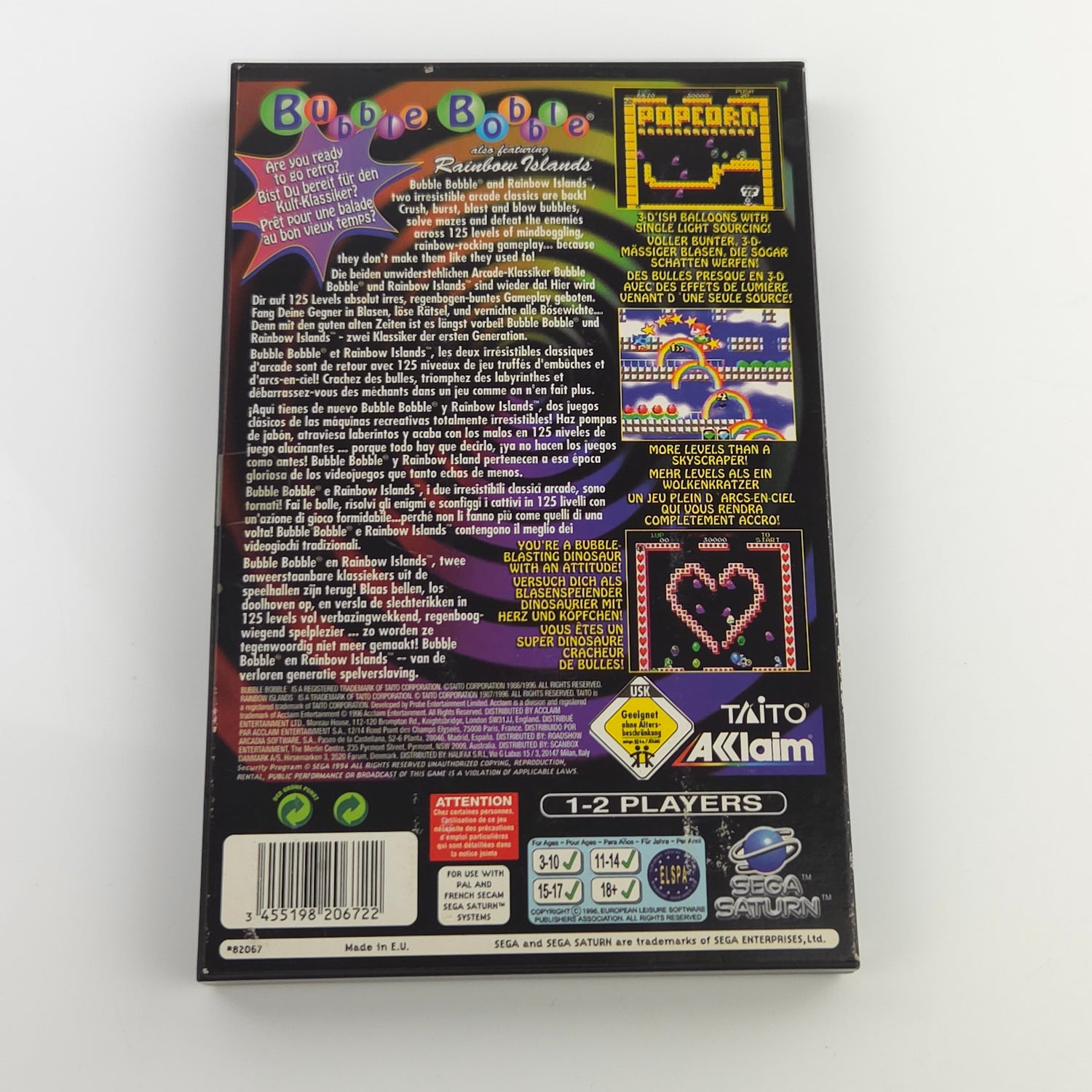 Sega Saturn Spiel : Bubble Bobble featuring Ranbow Island - CD Anleitung OVP