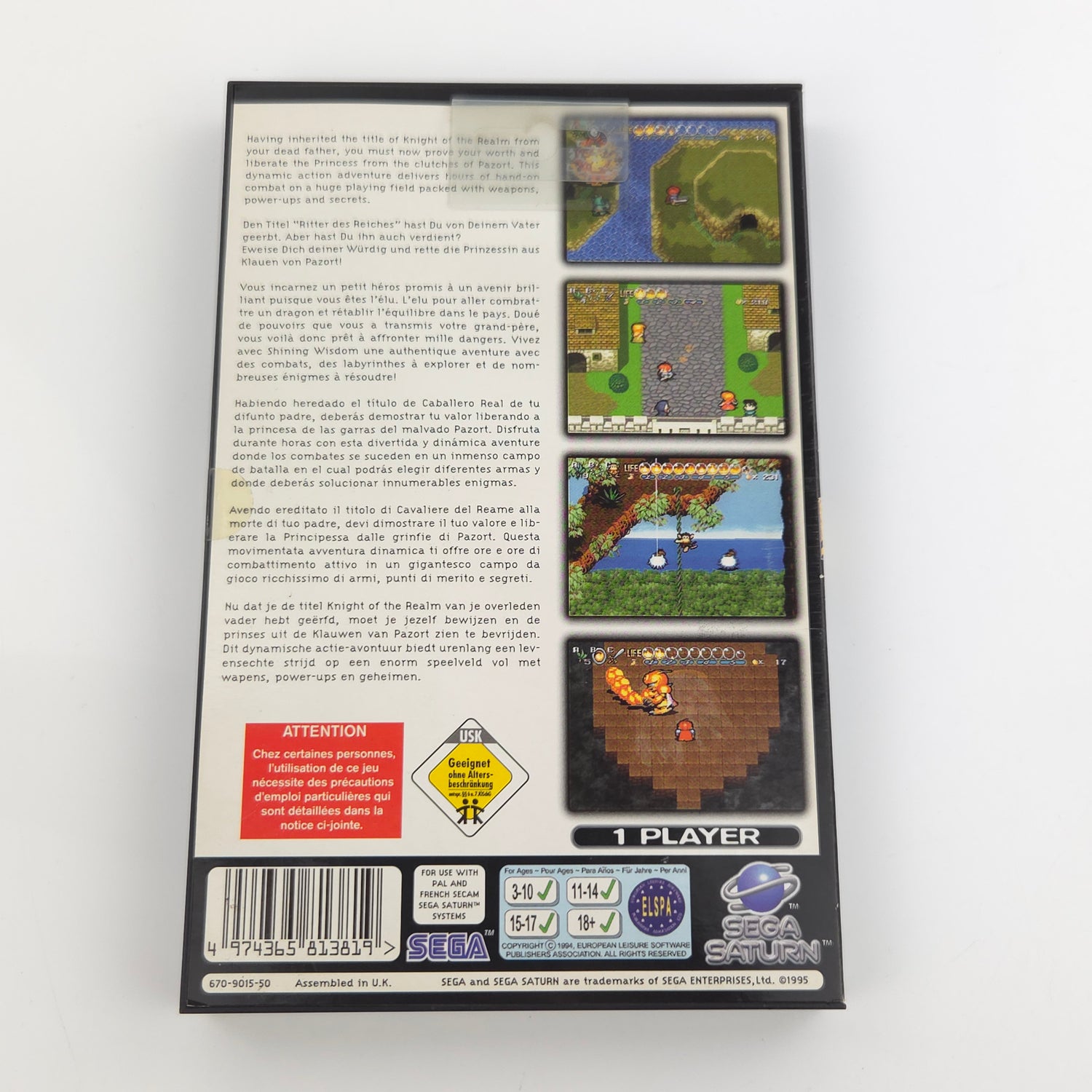 Sega Saturn Spiel : Shining Wisdom - CD Disk Anleitung OVP