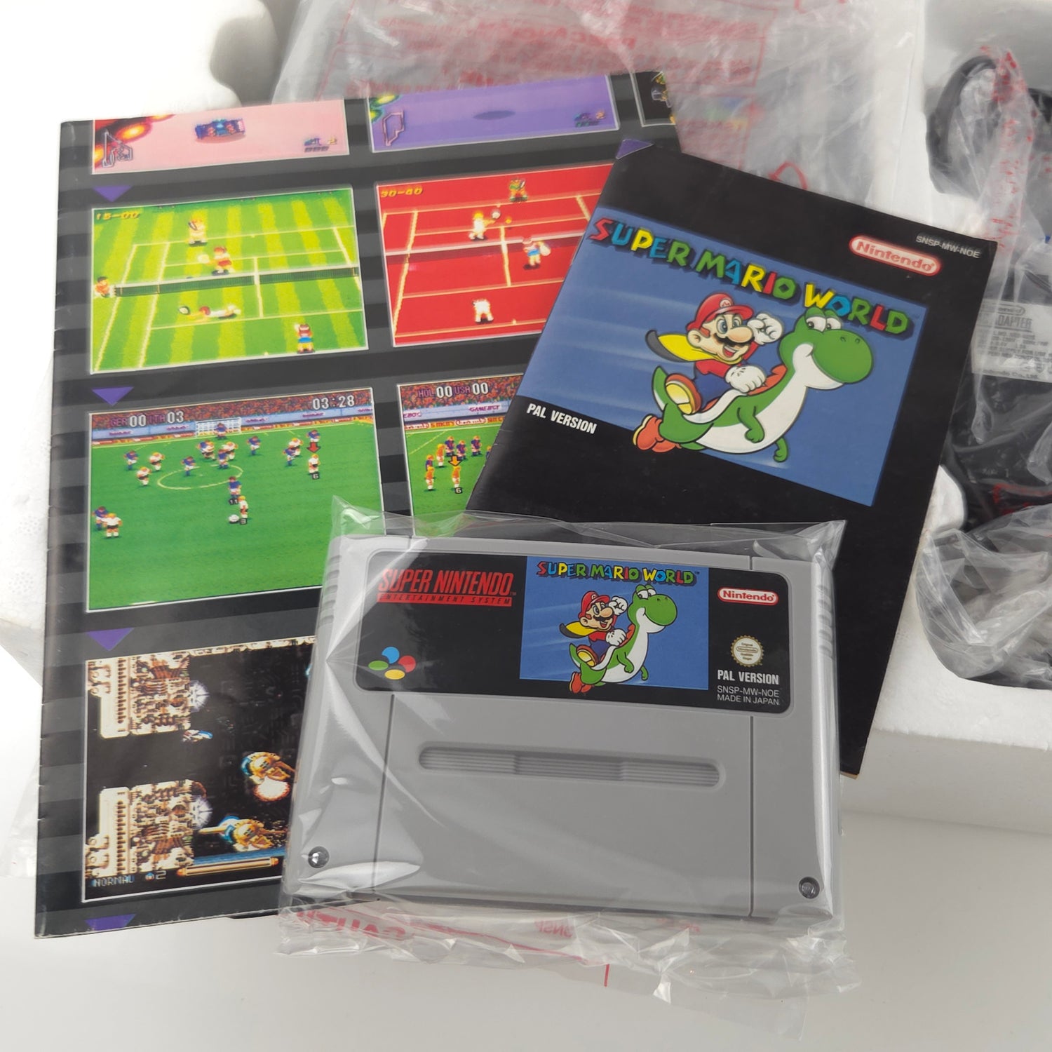 Super Nintendo Konsole : Super Mario World Bundle Set - OVP SNES PAL