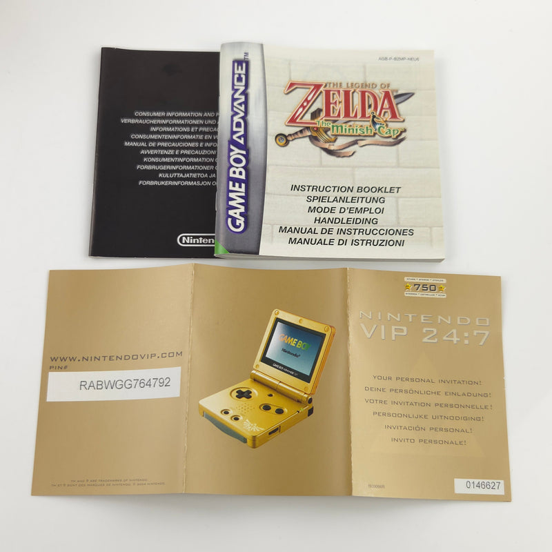 Nintendo Game Boy Advance SP Konsole : Zelda Limited Edition Pak Minish Cap OVP