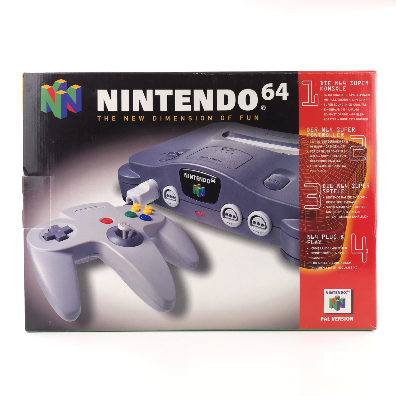 Nintendo 64 Konsole : The New Dimension of Fun - N64 Console OVP PAL + Expansion