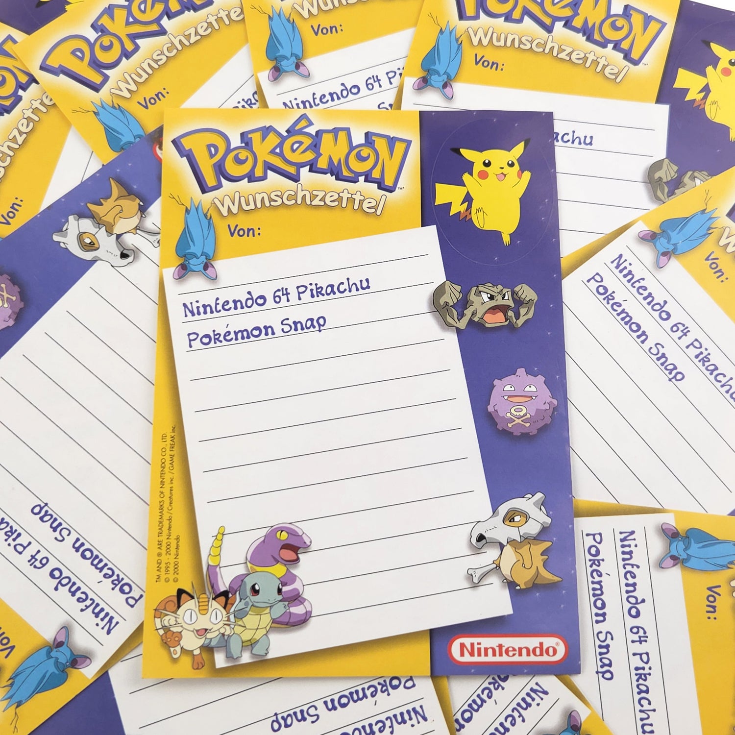 Nintendo 64 Promo Werbung : Pokemon Wunschzettel mit Pikachu Aufkleber