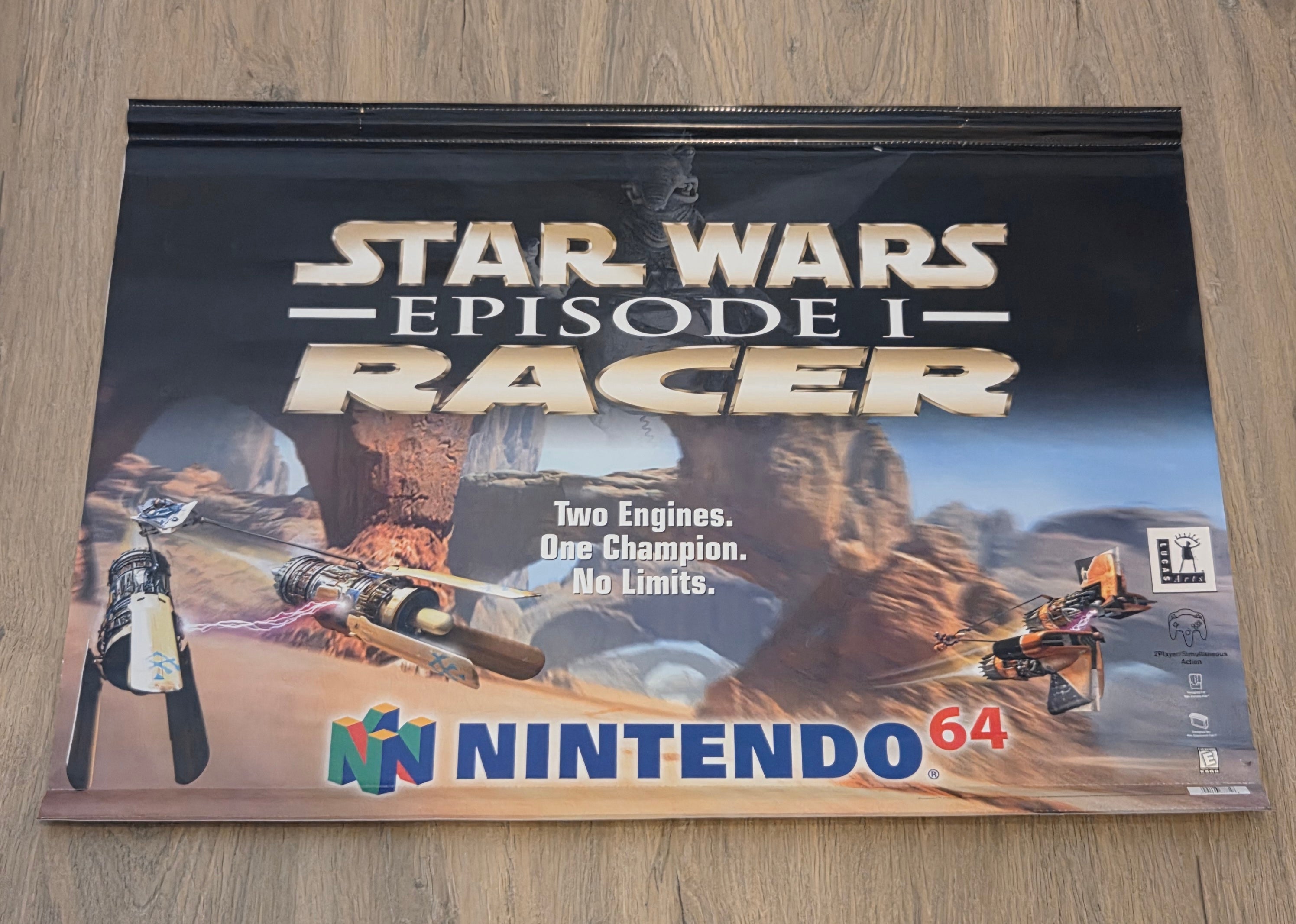 Nintendo 64 Promo Vinyl Banner : Star Wars Episode I Racer / Display Store Sign