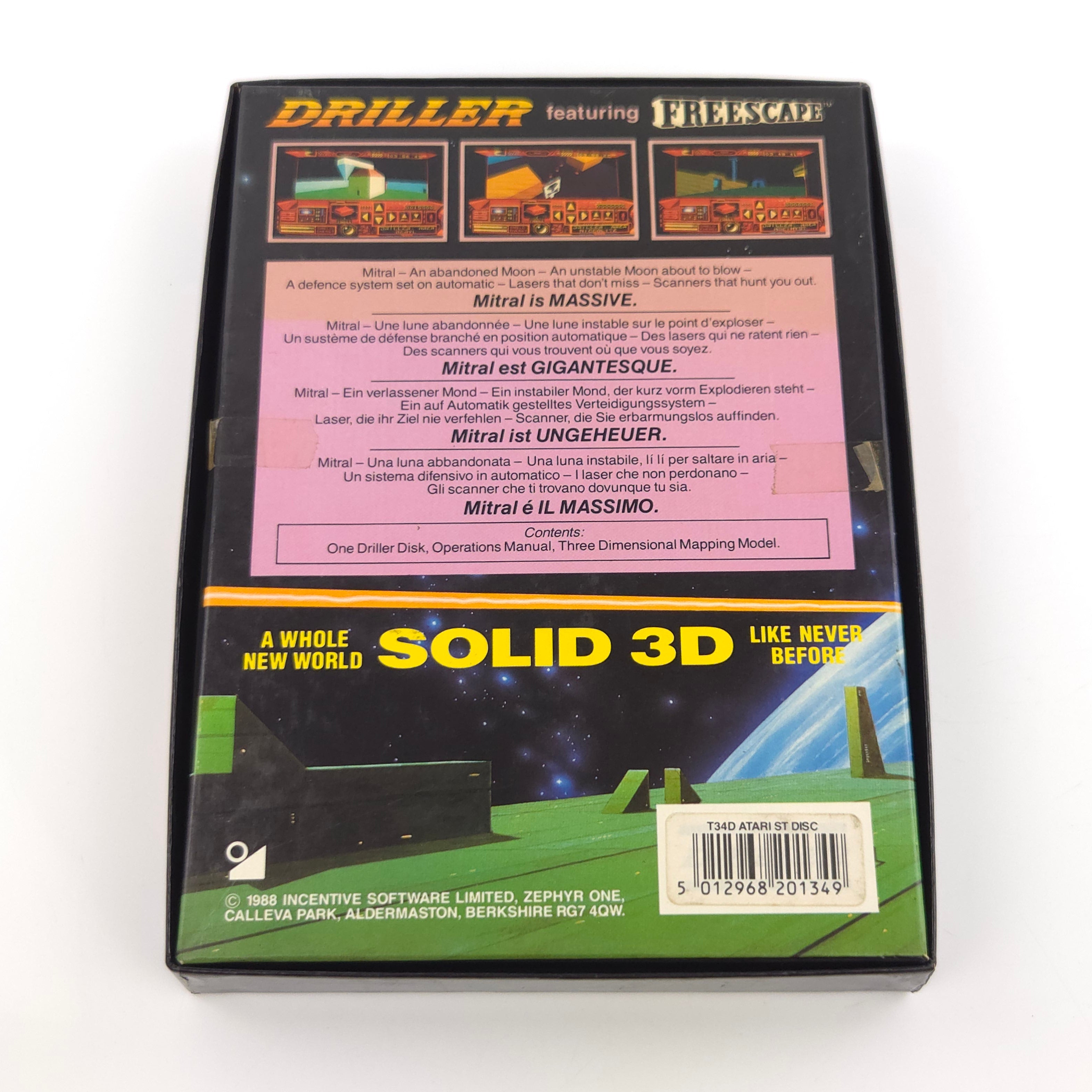Atari ST Spiel – Driller Freescape Solid 3D (OVP)