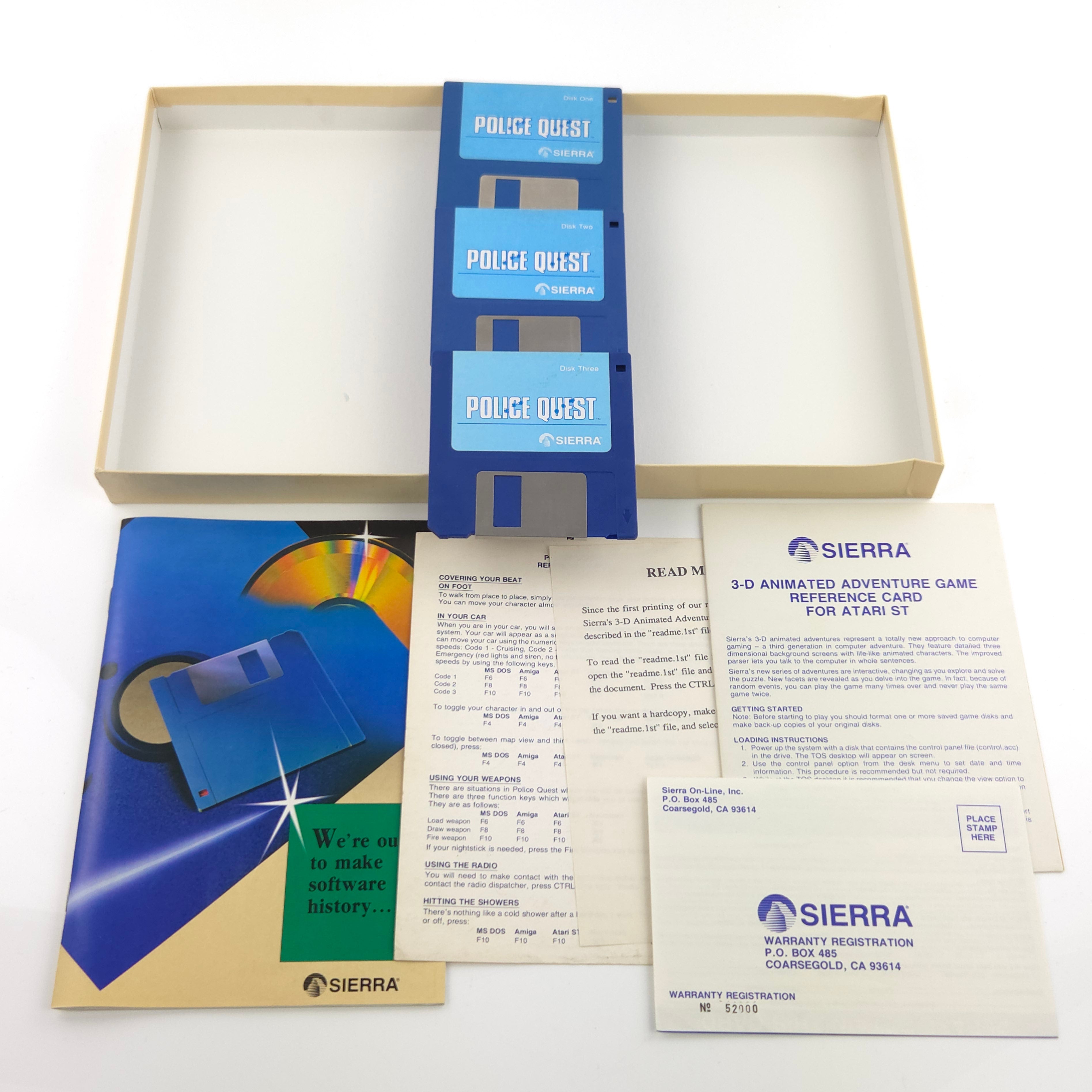 Atari ST Spiel – Police Quest Diskette Anleitung OVP