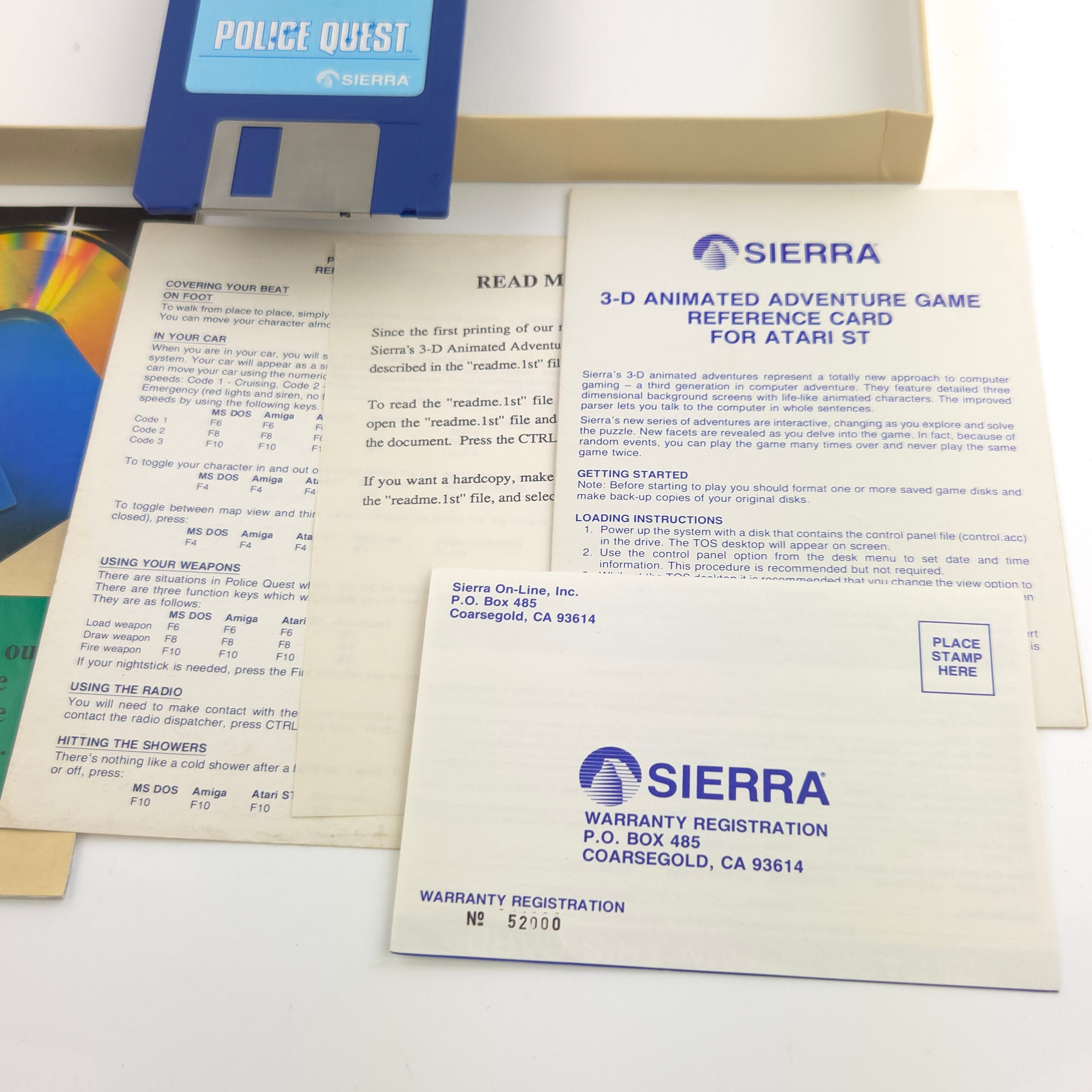 Atari ST Spiel – Police Quest Diskette Anleitung OVP