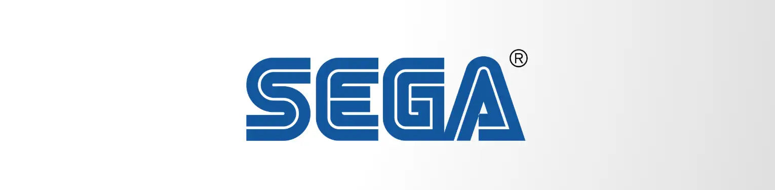 Blaues Sega-Logo mit fetter, stilisierten Buchstaben und einem eingetragenen Warenzeichen-Symbol.