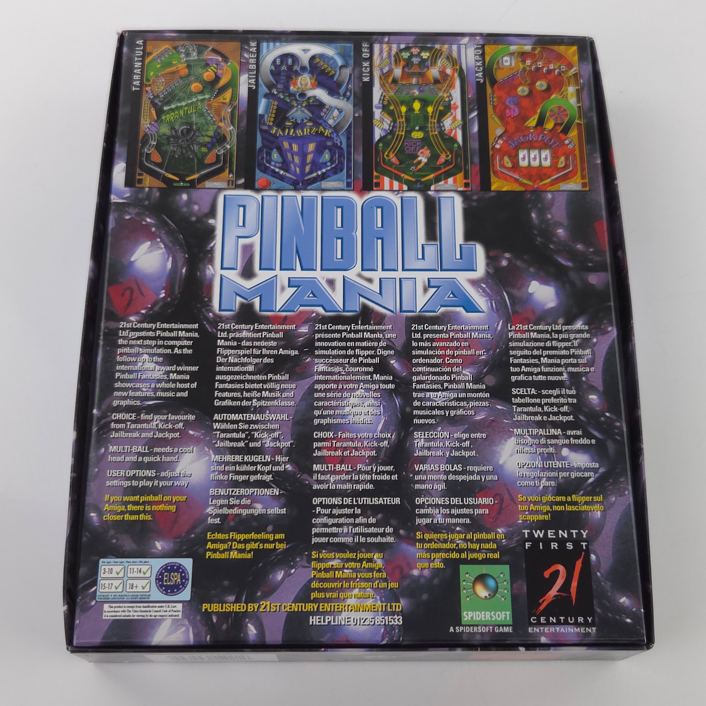 Amiga Spiel Pinball Mania Big Box OVP PAL Diskette 1995