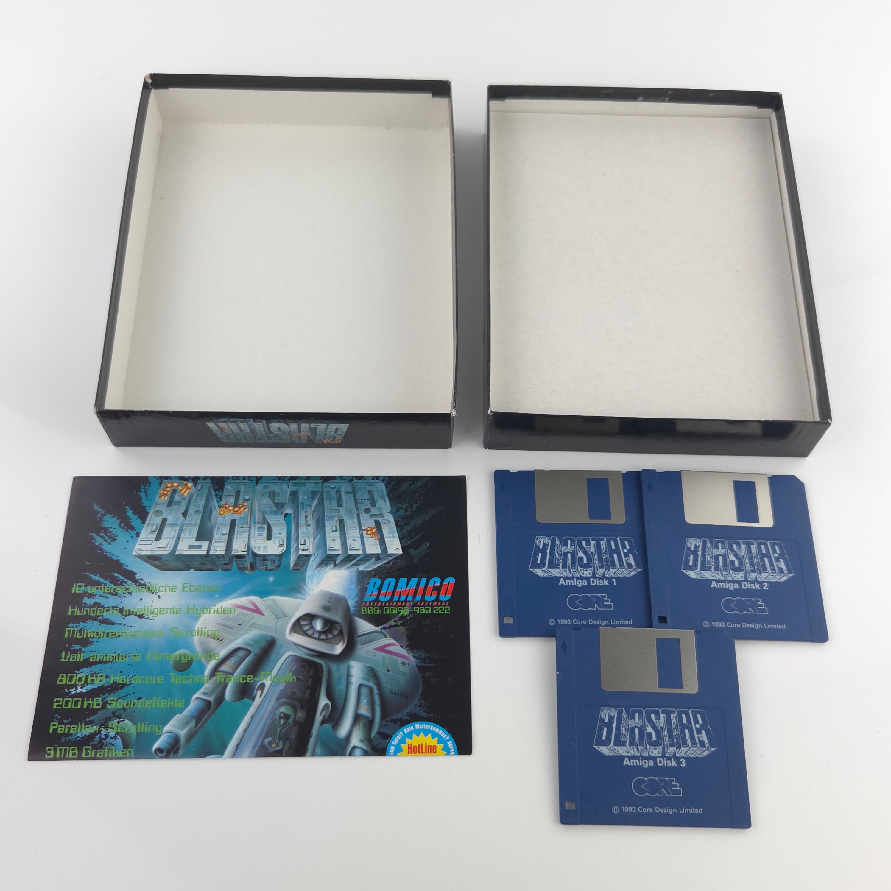 Amiga Spiel Blastar Core Design Big Box OVP PAL Diskette