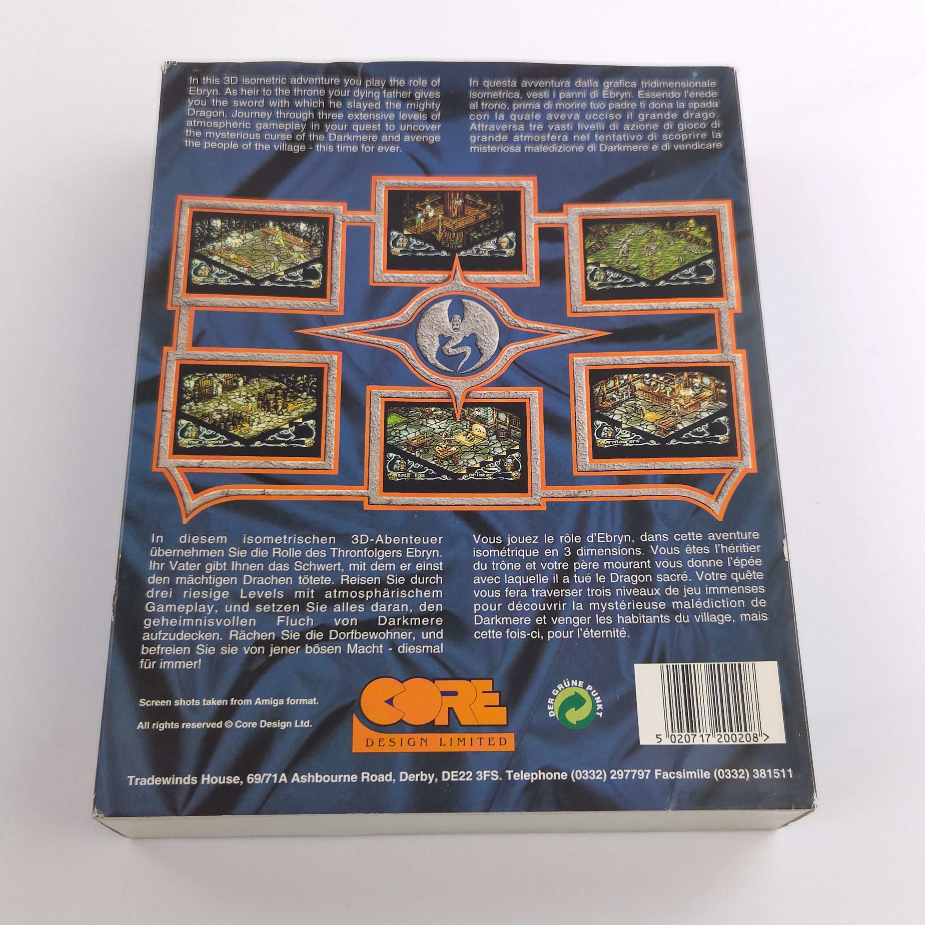 Amiga Spiel Darkmere Big Box OVP PAL Core Design Diskette