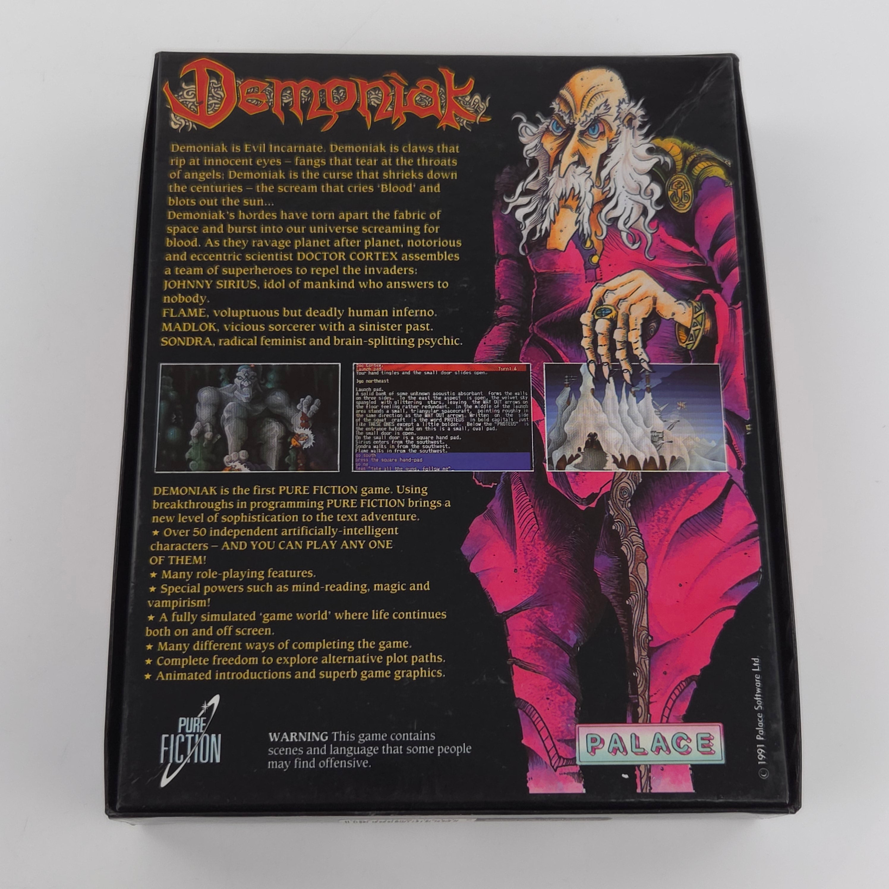 Amiga Spiel Demoniak Big Box OVP CBM PAL Palace 1991