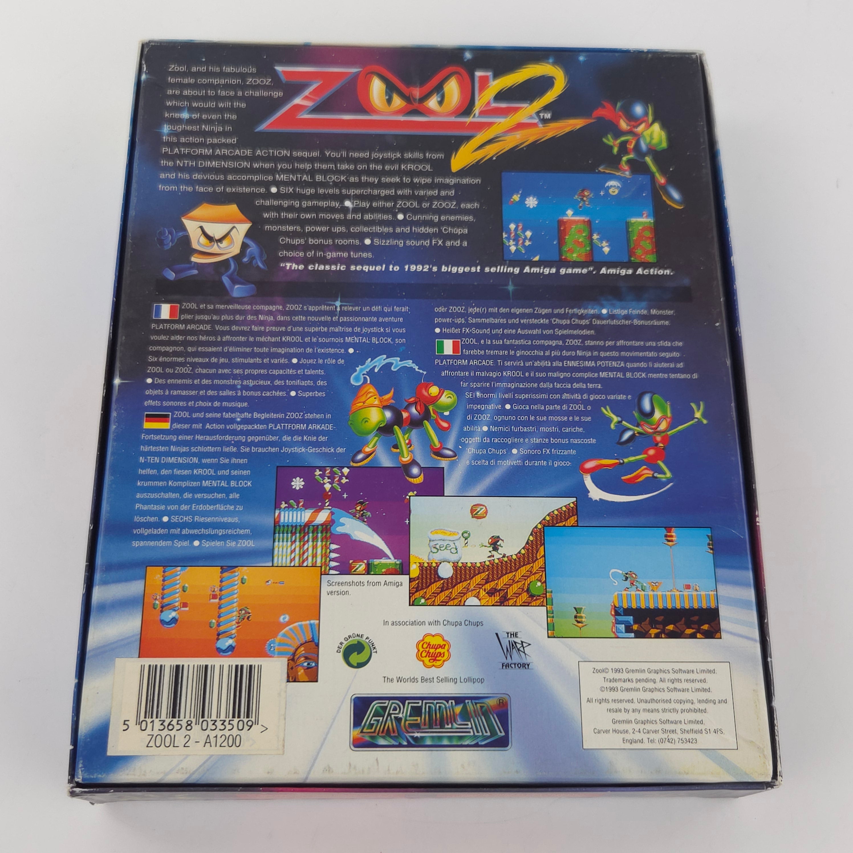Commodore Amiga Spiel Zool 2 Big Box OVP CBM Diskette PAL