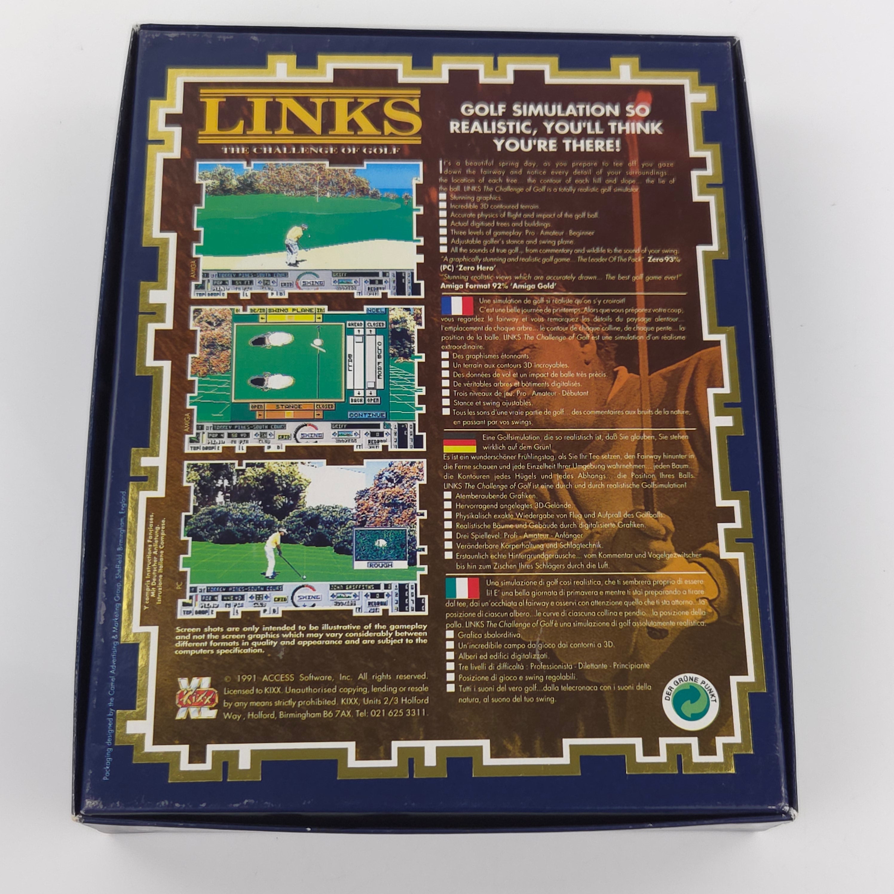 Amiga Spiel LINKS Challenge of Golf Big Box OVP PAL KIXX