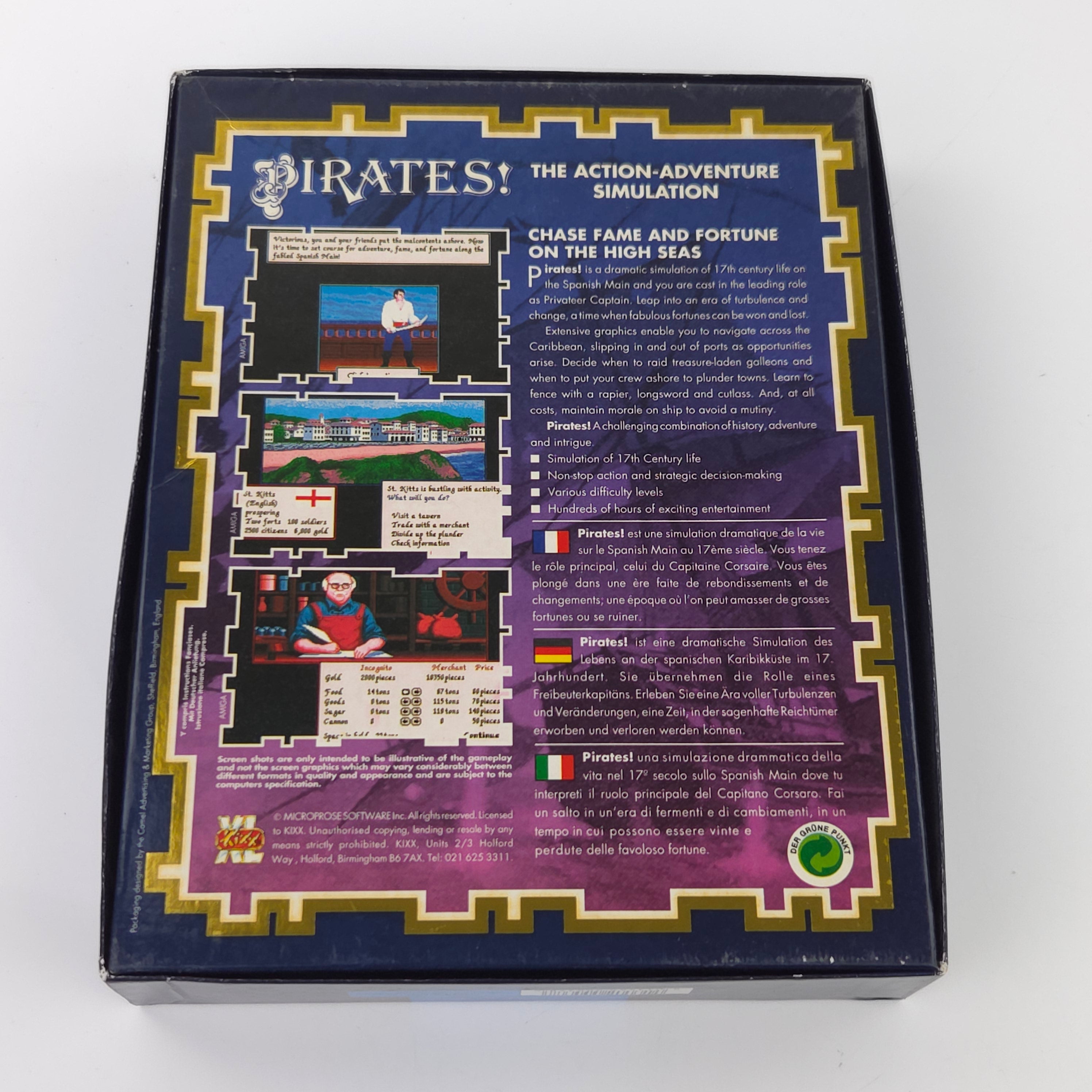 Amiga Spiel Pirates Big Box OVP KIXX 1990 CBM Disk PAL