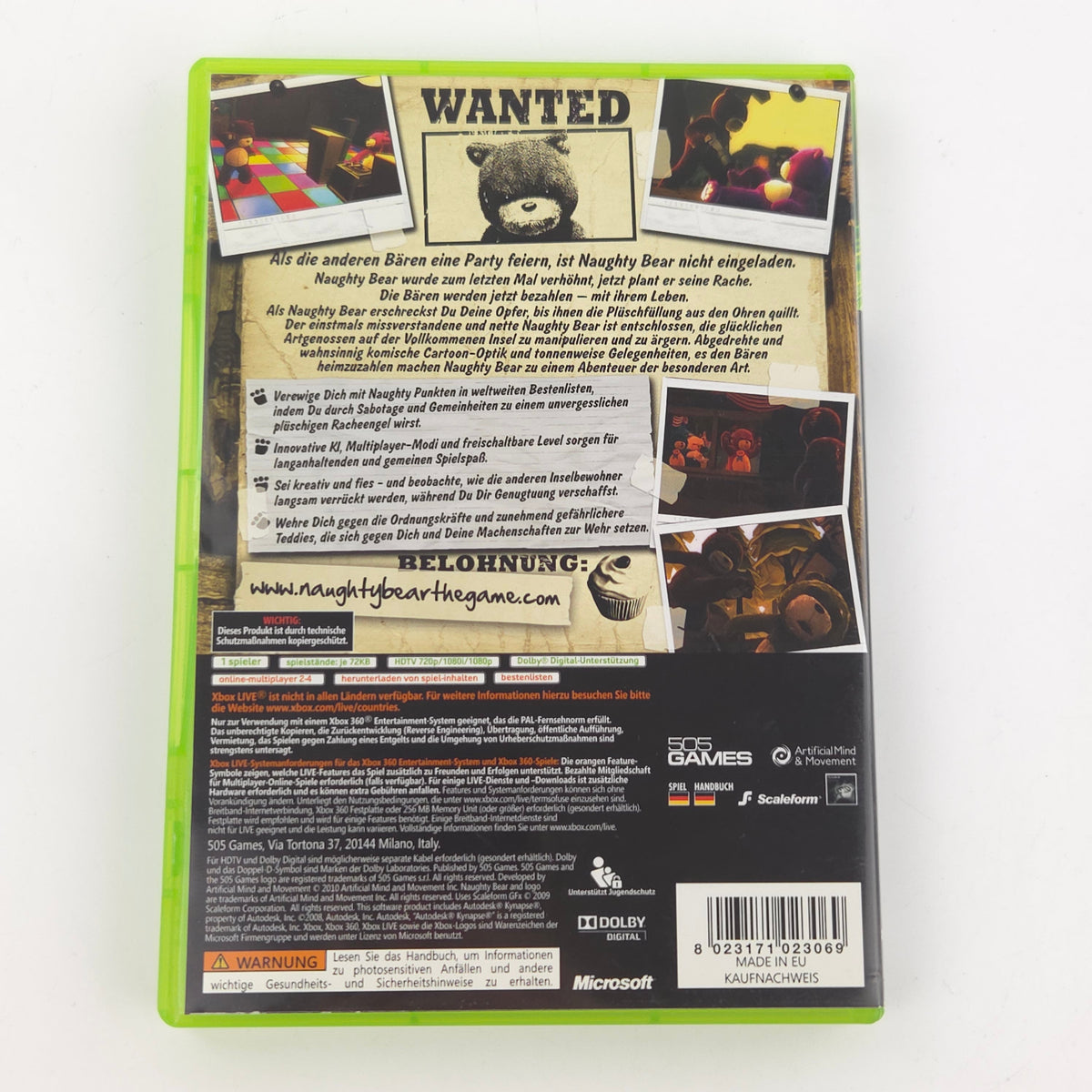 Xbox 360 Spiel Naughty Bear OVP