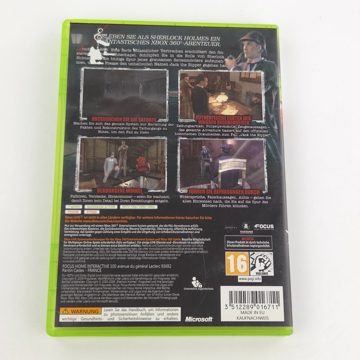 Xbox 360 Spiel Sherlock Holmes jagt Jack the Ripper