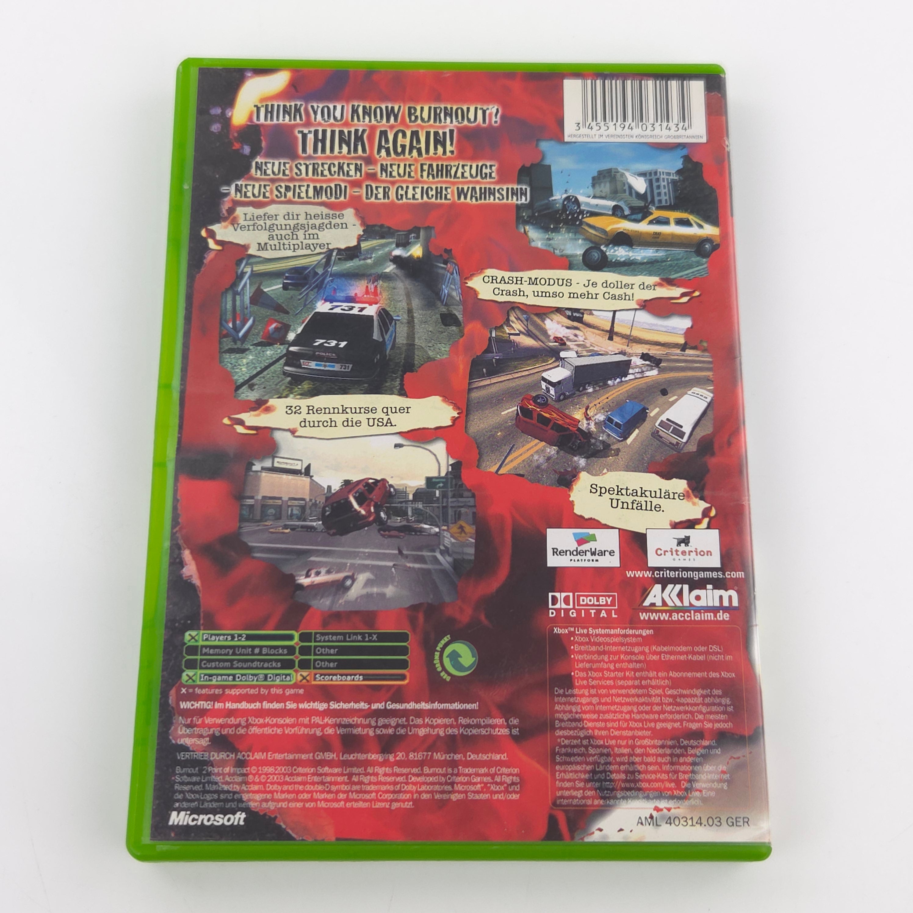 Xbox Classic Spiel – Burnout 2 Point of Impact (OVP)
