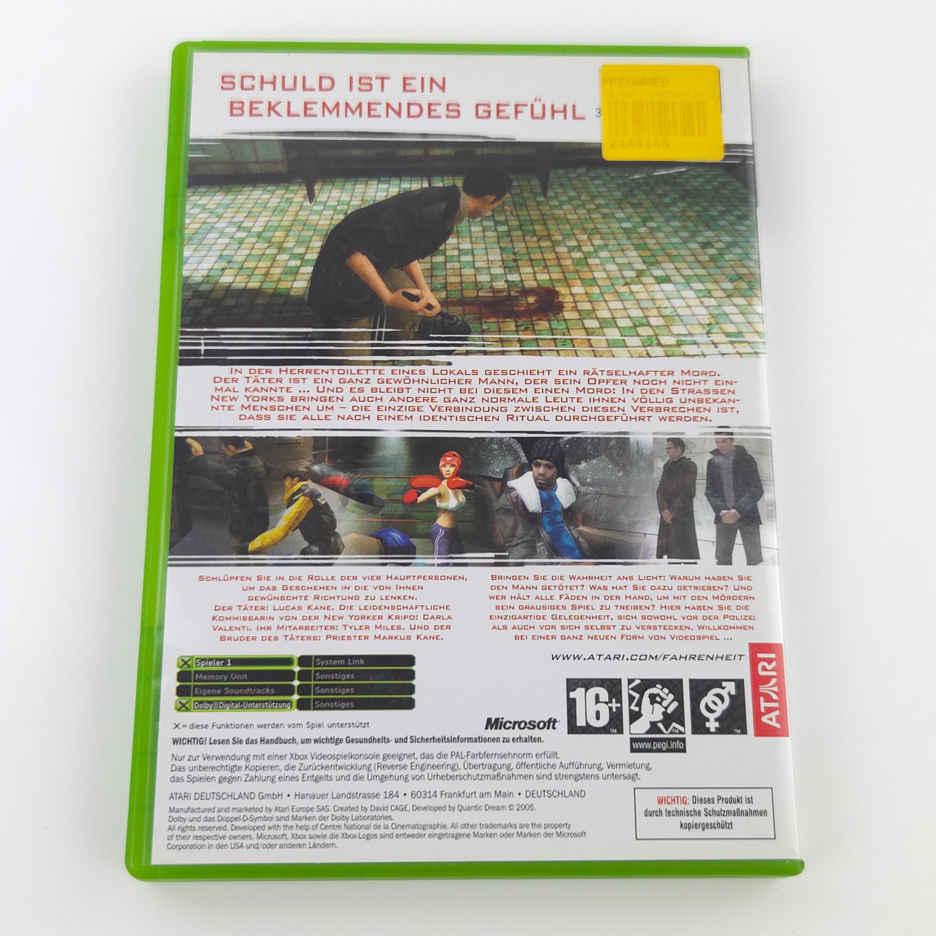 Xbox Classic Spiel – Fahrenheit (DEUTSCH PAL OVP)