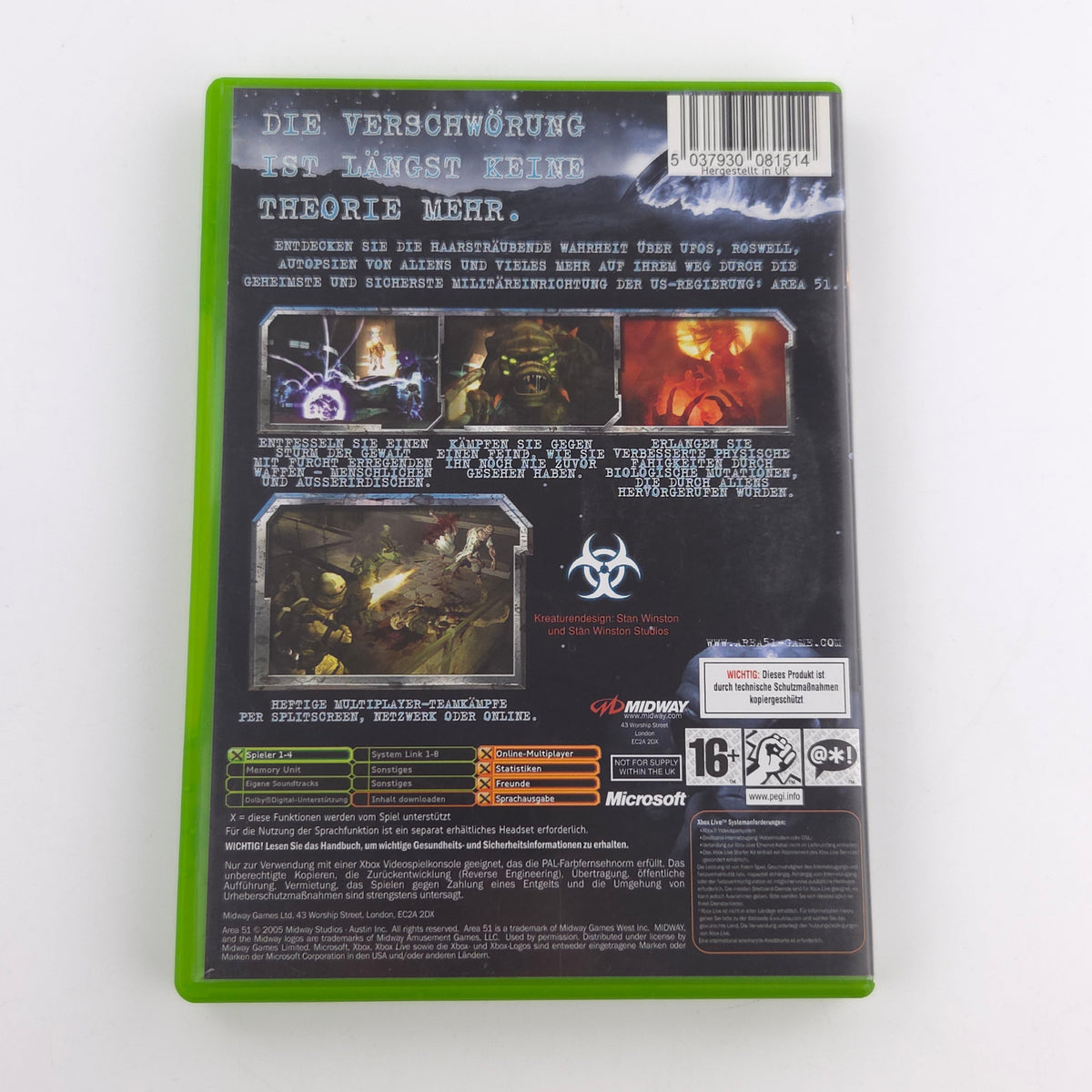 Microsoft Xbox Spiel Area 51 OVP CD PAL