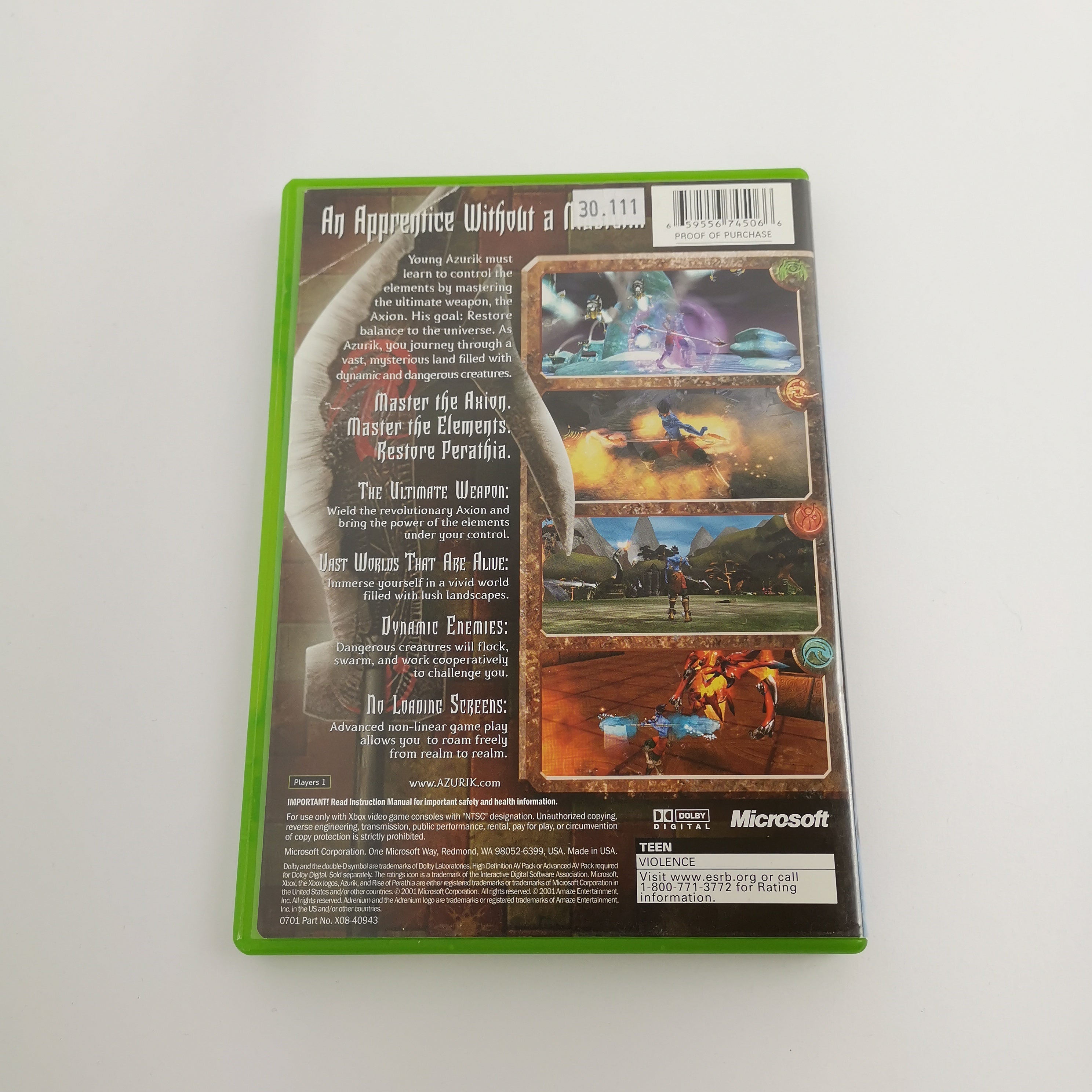 Xbox Classic Spiel – Azurik Rise of Perathia OVP NTSC USA