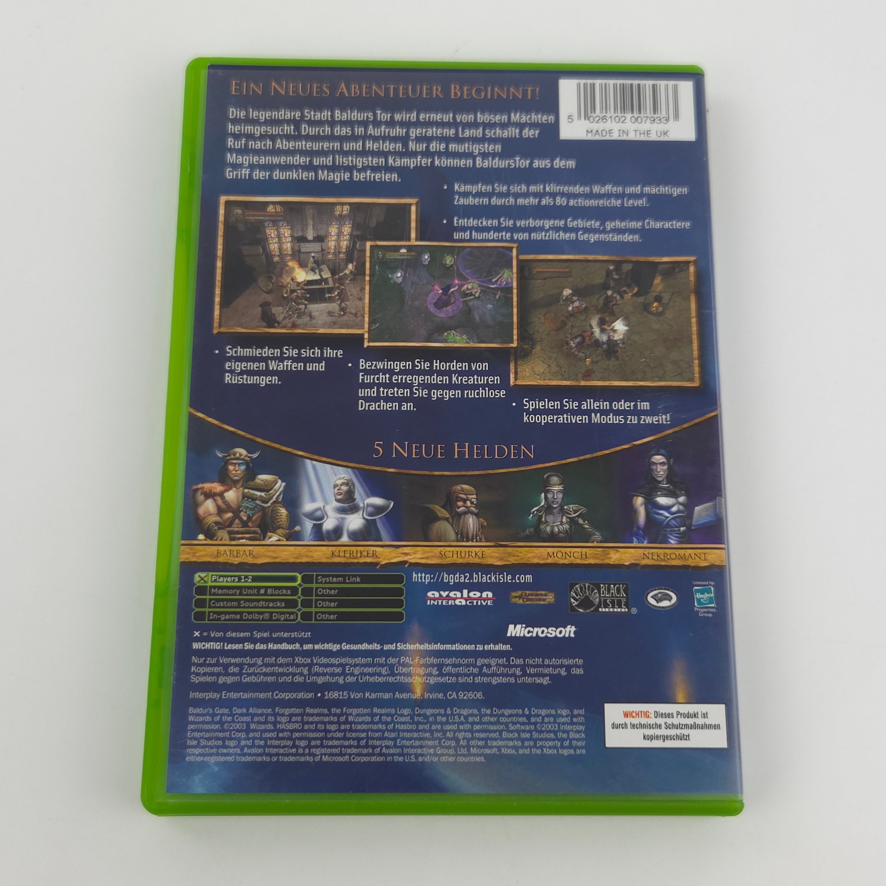 Microsoft Xbox Spiel Baldurs Gate 2 OVP
