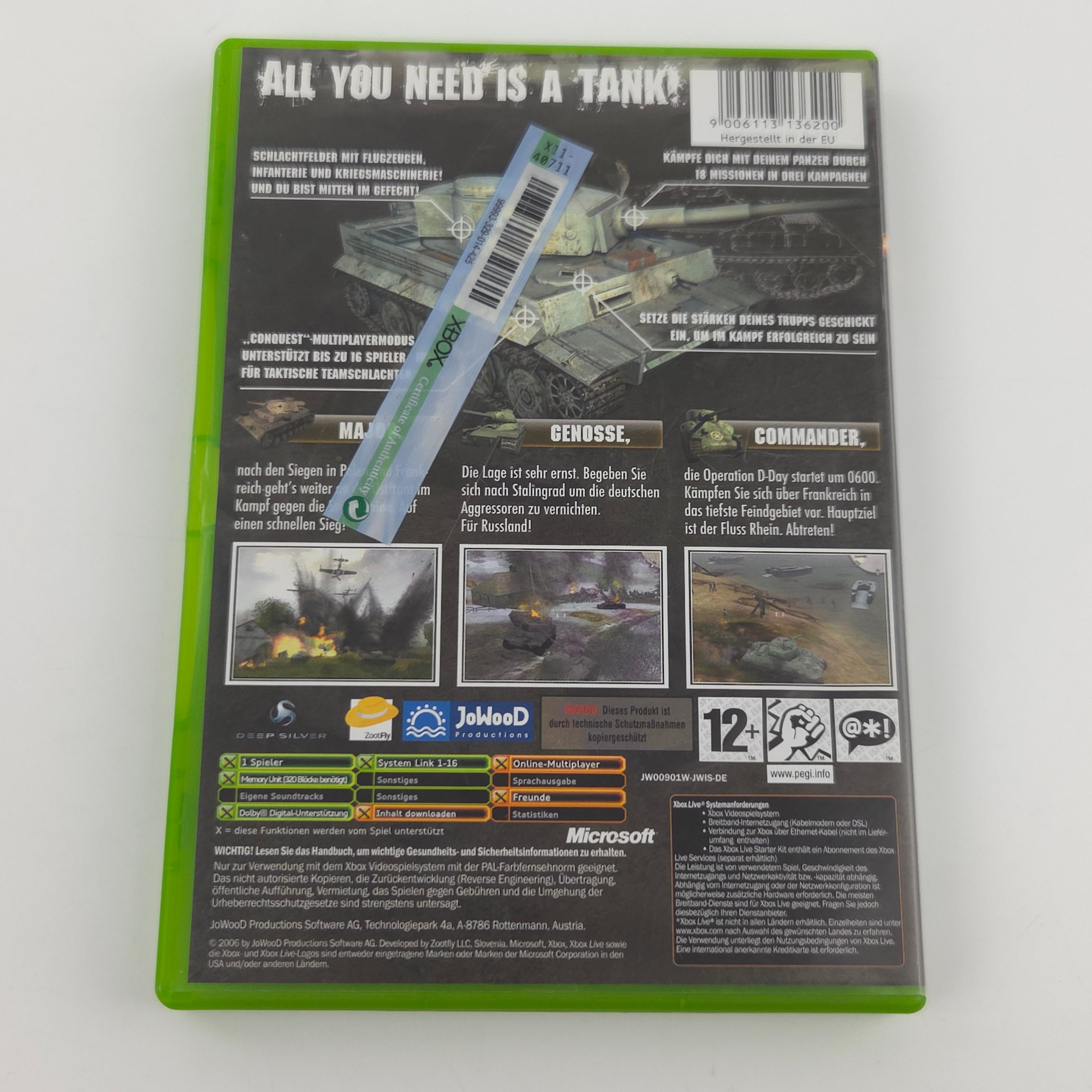Xbox Spiel Panzer Elite Action Fields of Glory OVP