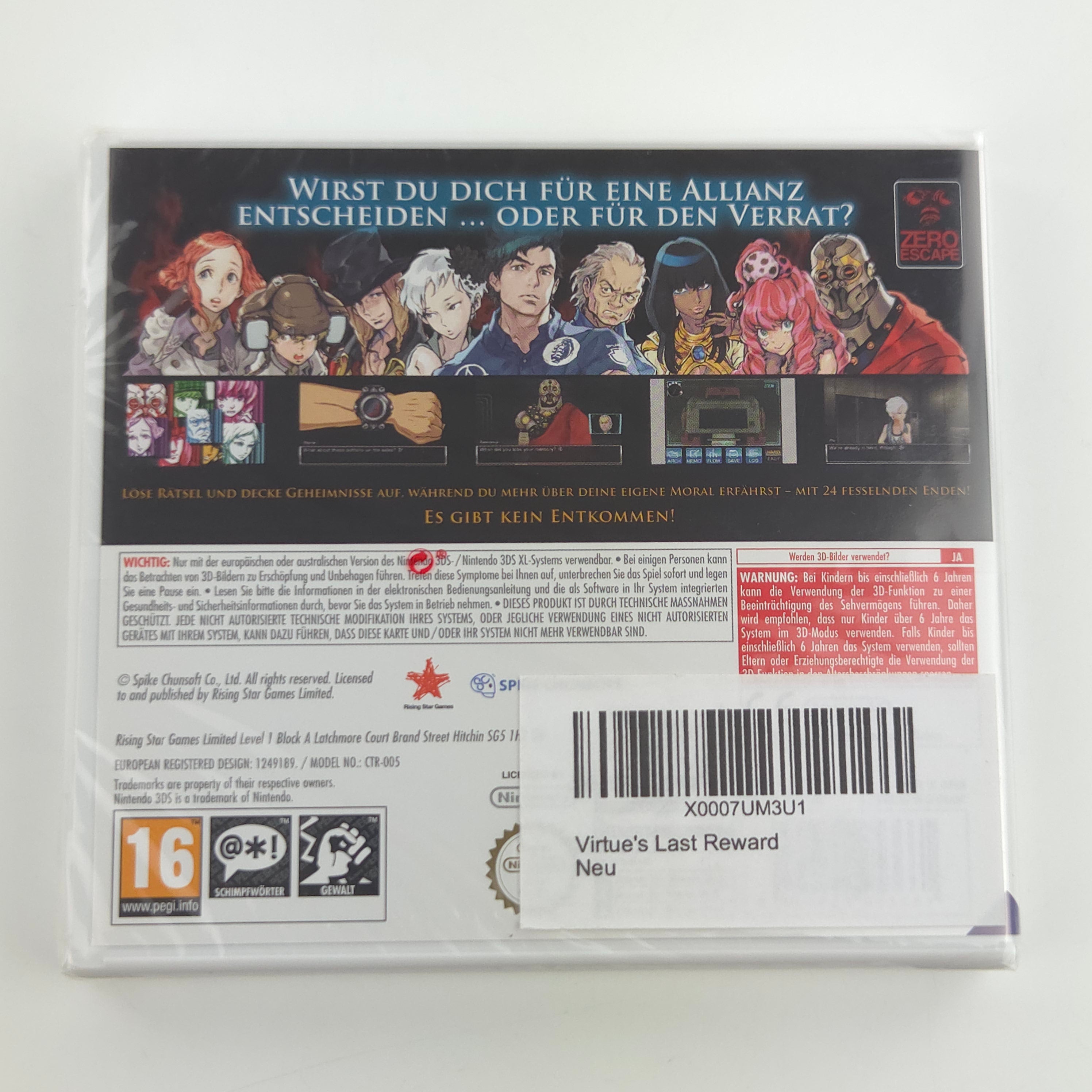 Nintendo 3DS Spiel – Virtues Last Reward Neu OVP