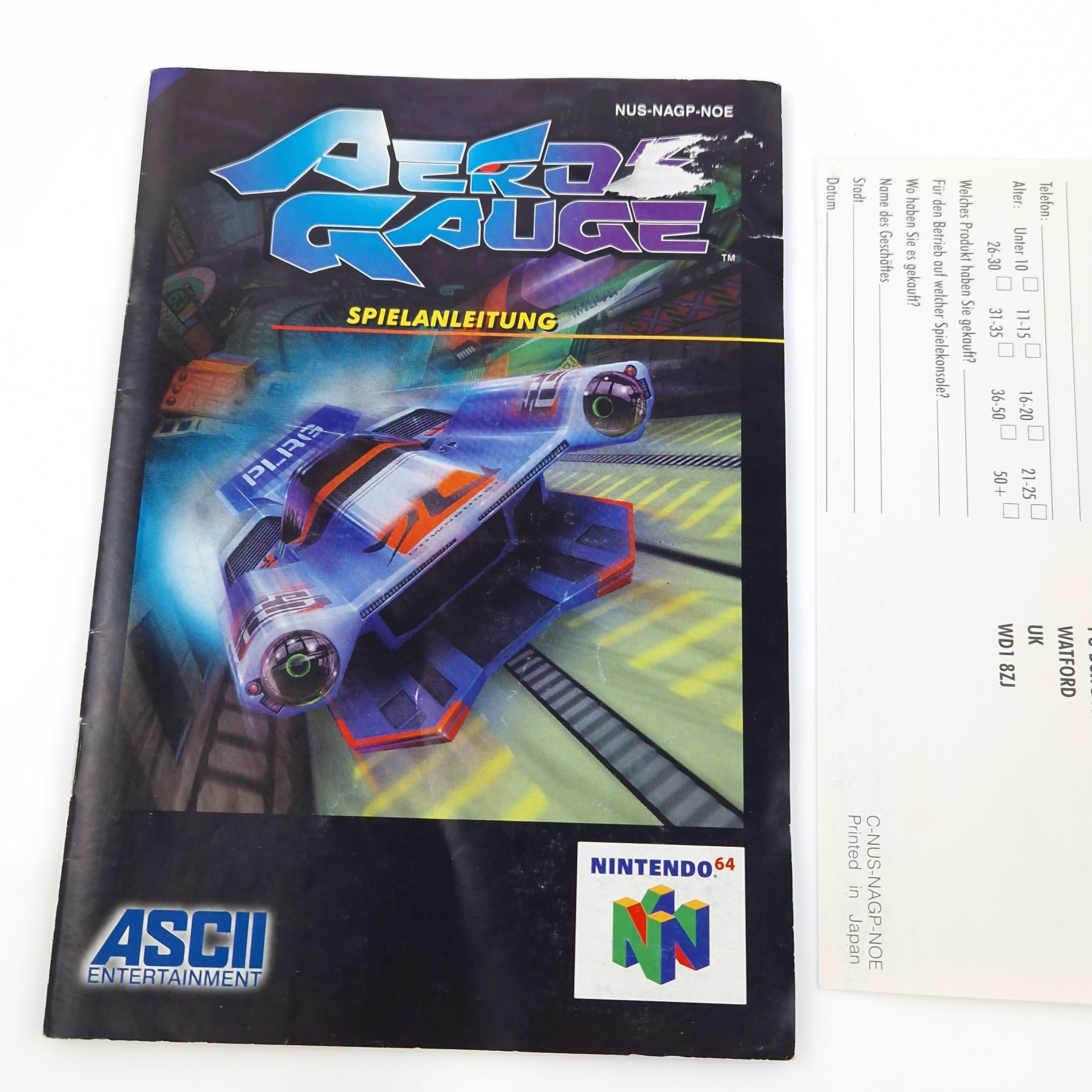 Nintendo 64 Spiel – Aero Gauge Modul Anleitung OVP PAL