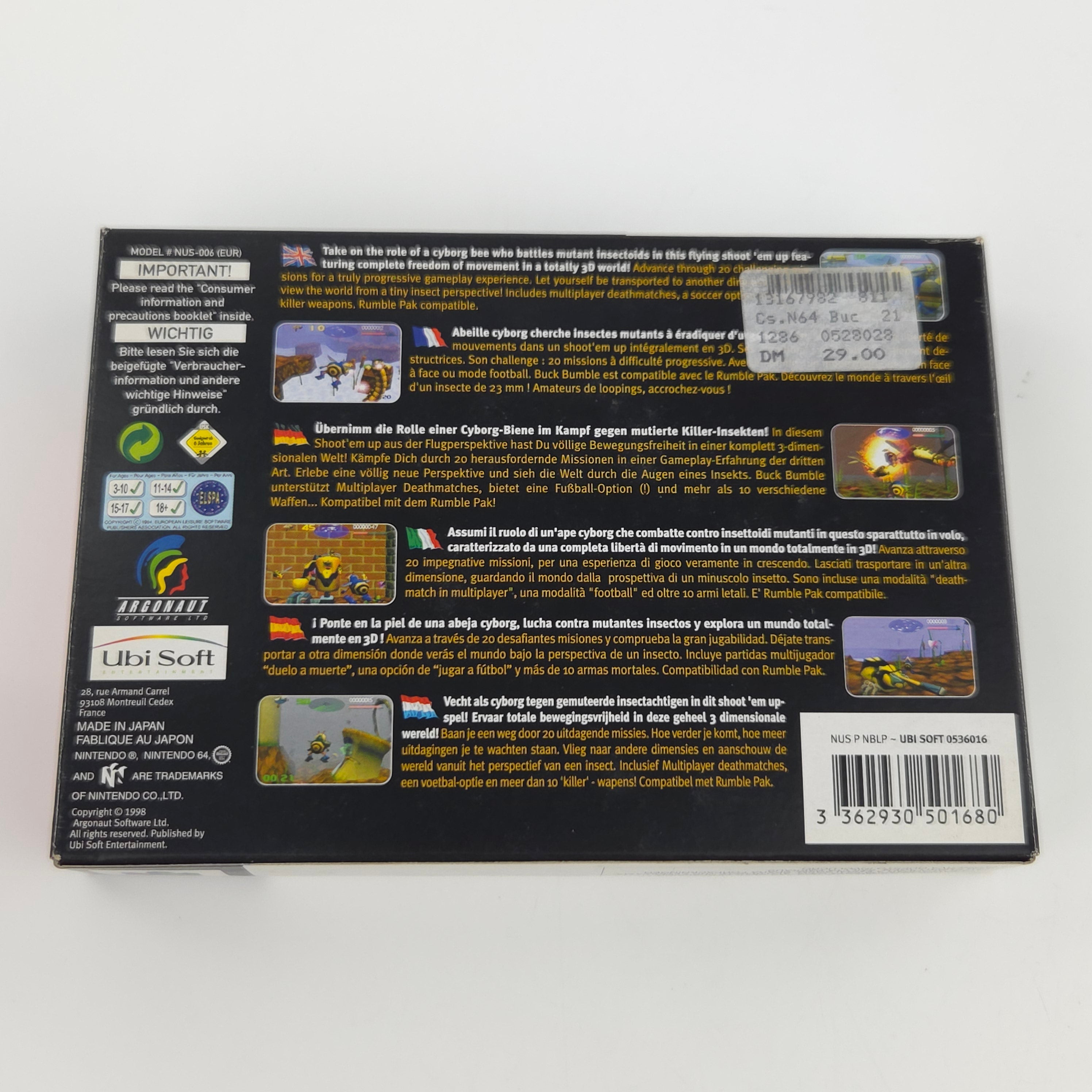 Nintendo 64 Spiel Buck Bumble N64 Modul Anleitung OVP PAL