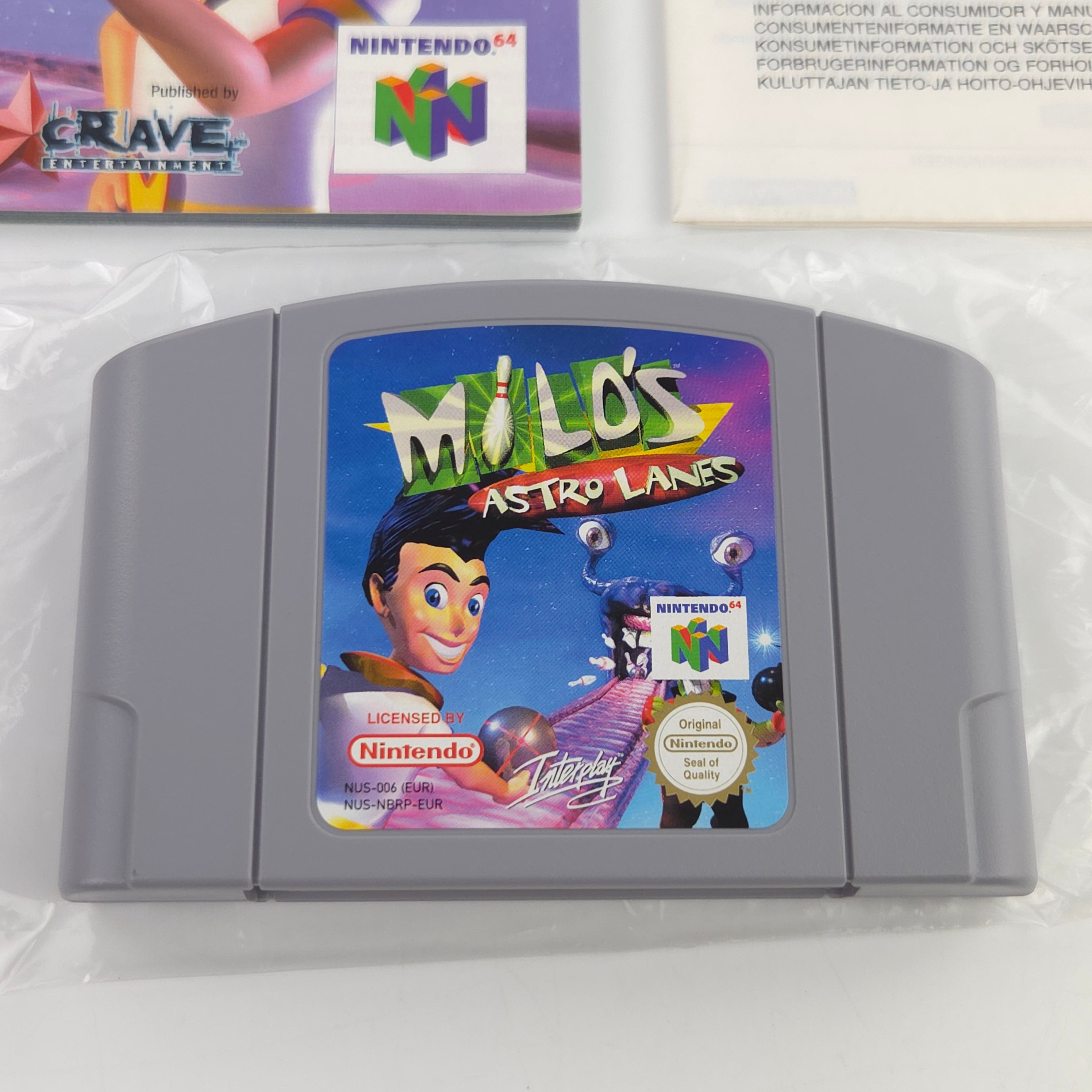 Nintendo 64 Spiel Milo´s Astro Lanes N64 OVP CIB PAL EUR