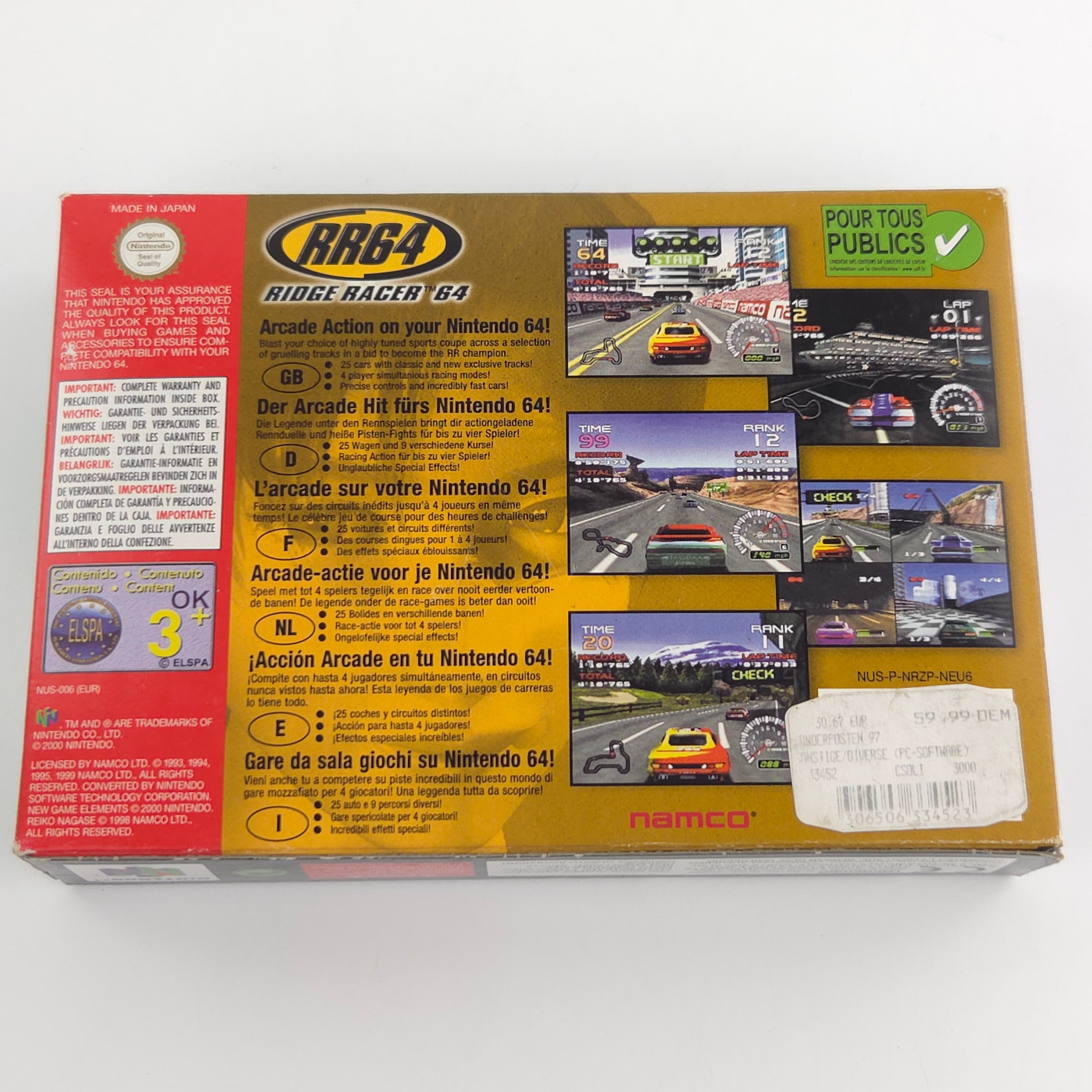 Nintendo 64 Spiel Ridge Racer 64 RR64 OVP CIB PAL EUR Namco